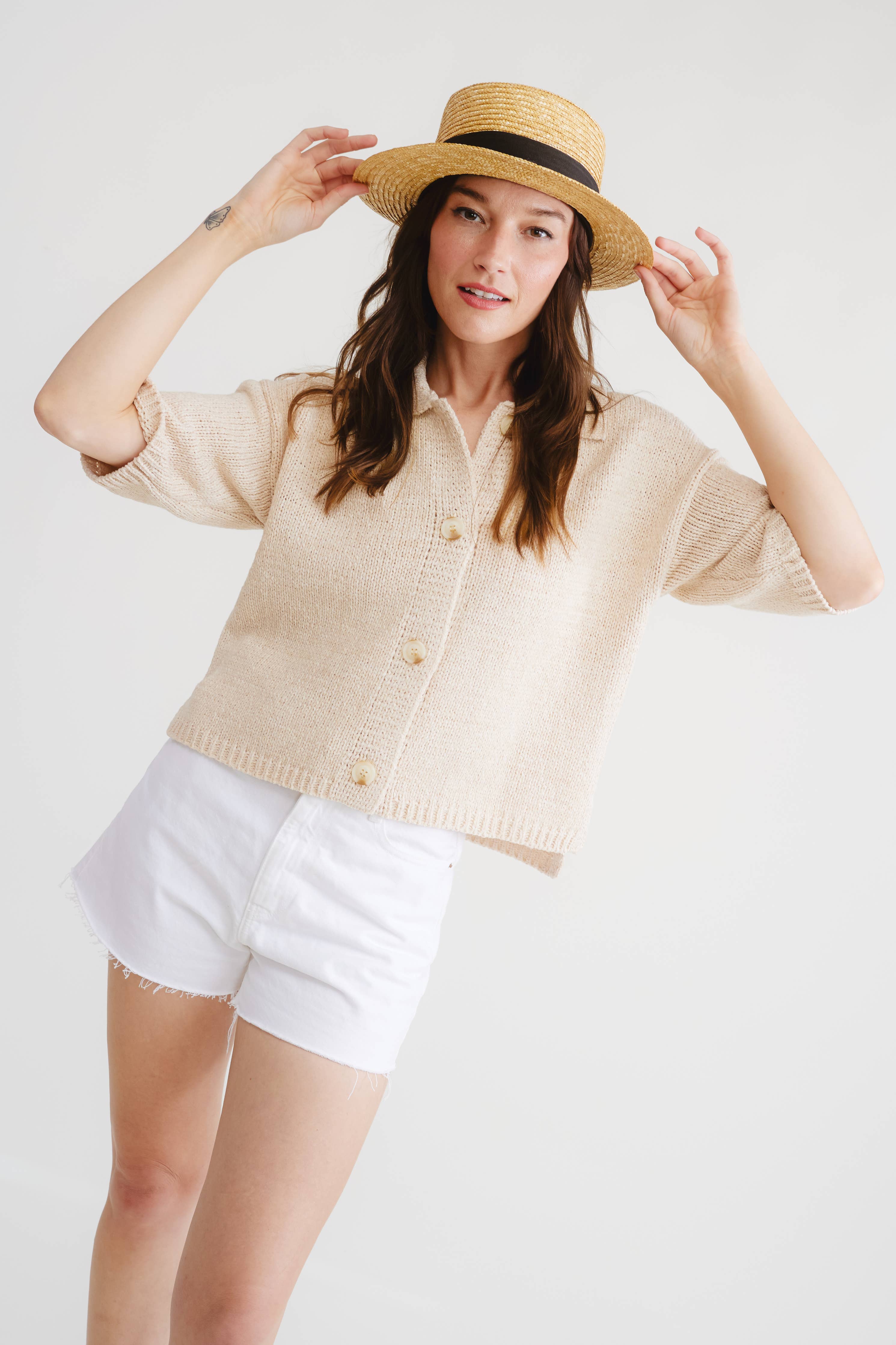 Tulum Sweater Top: Vanilla