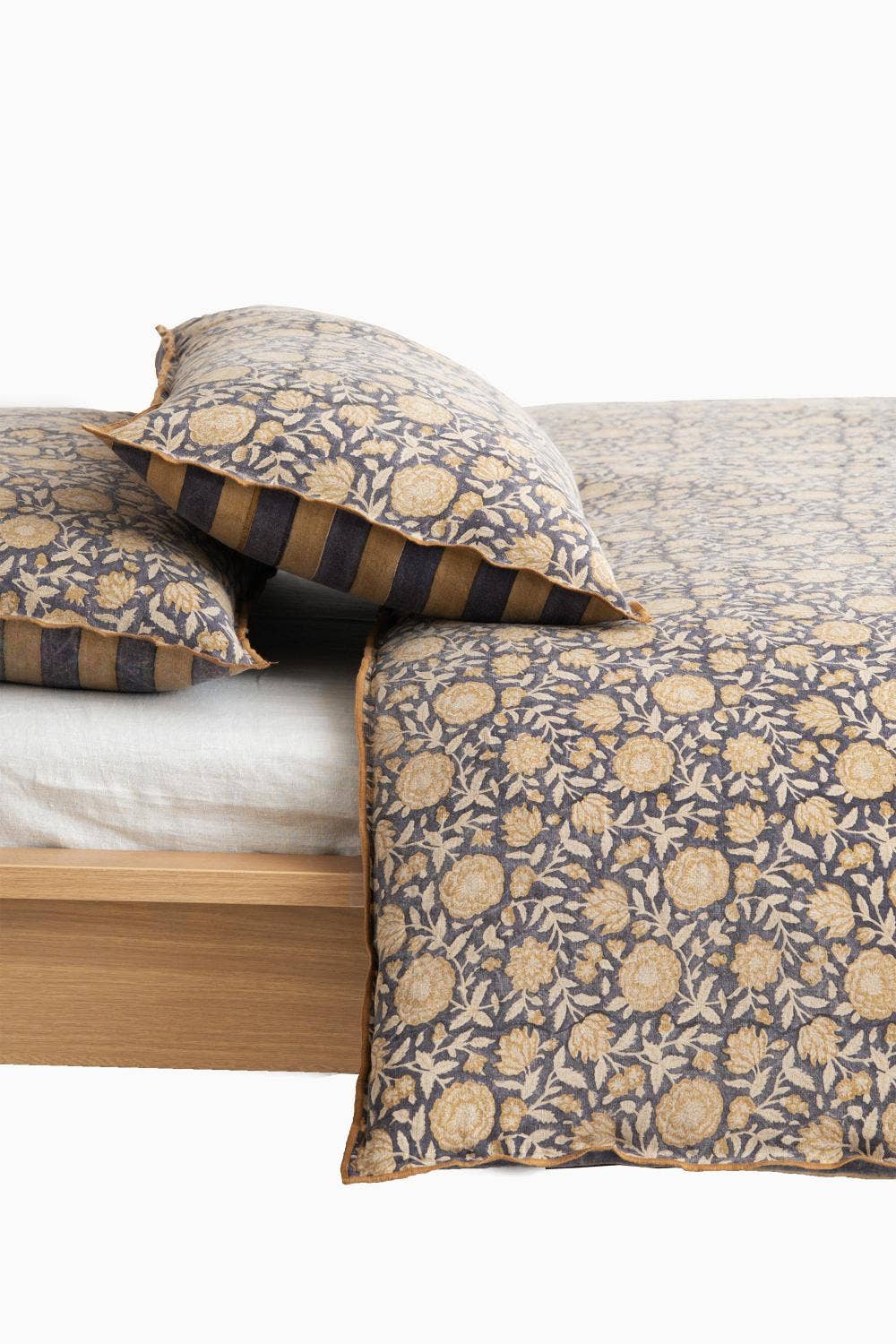 Evangeline Block Printed Linen Duvet Cover Set