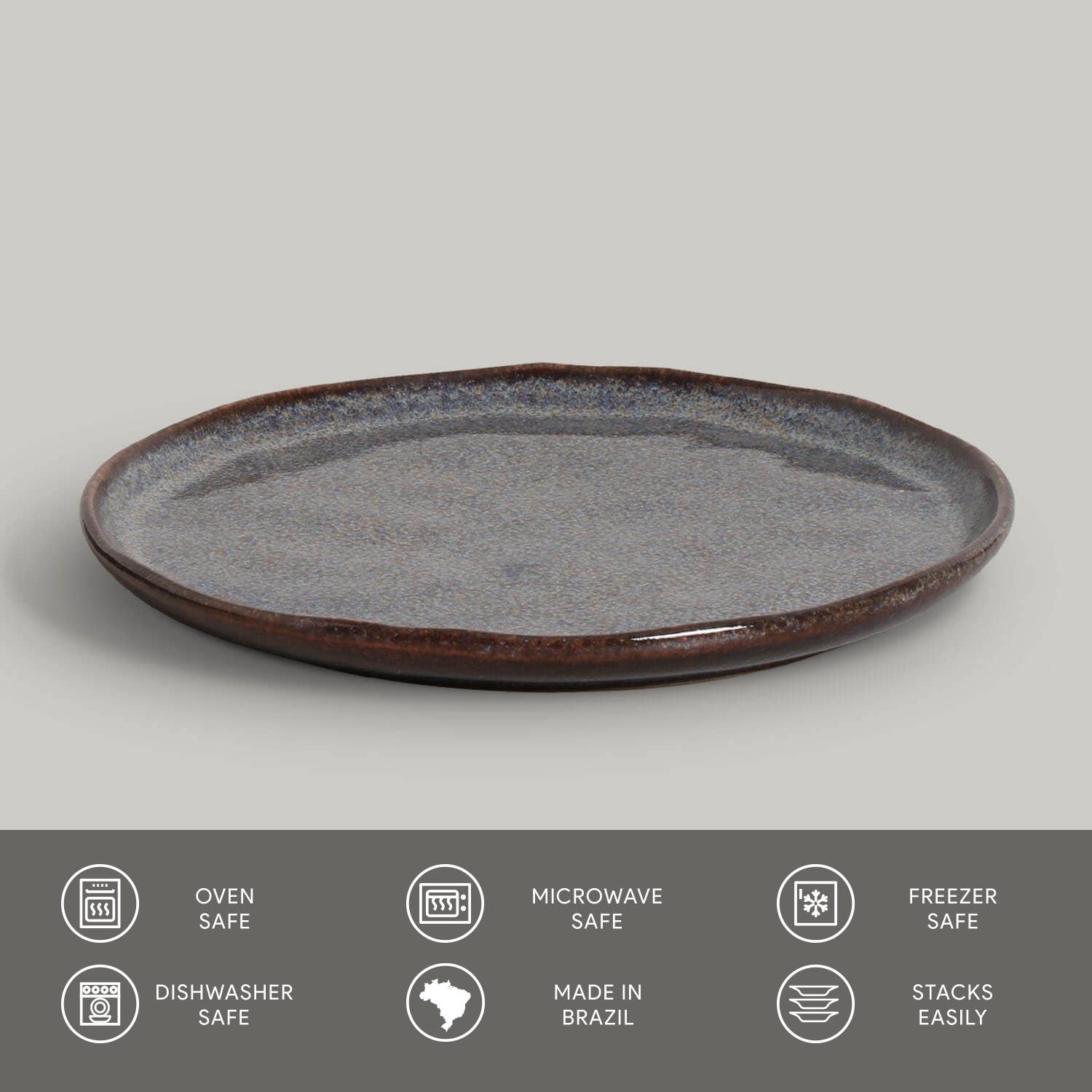 Stoneware Dessert Plate: Titanium