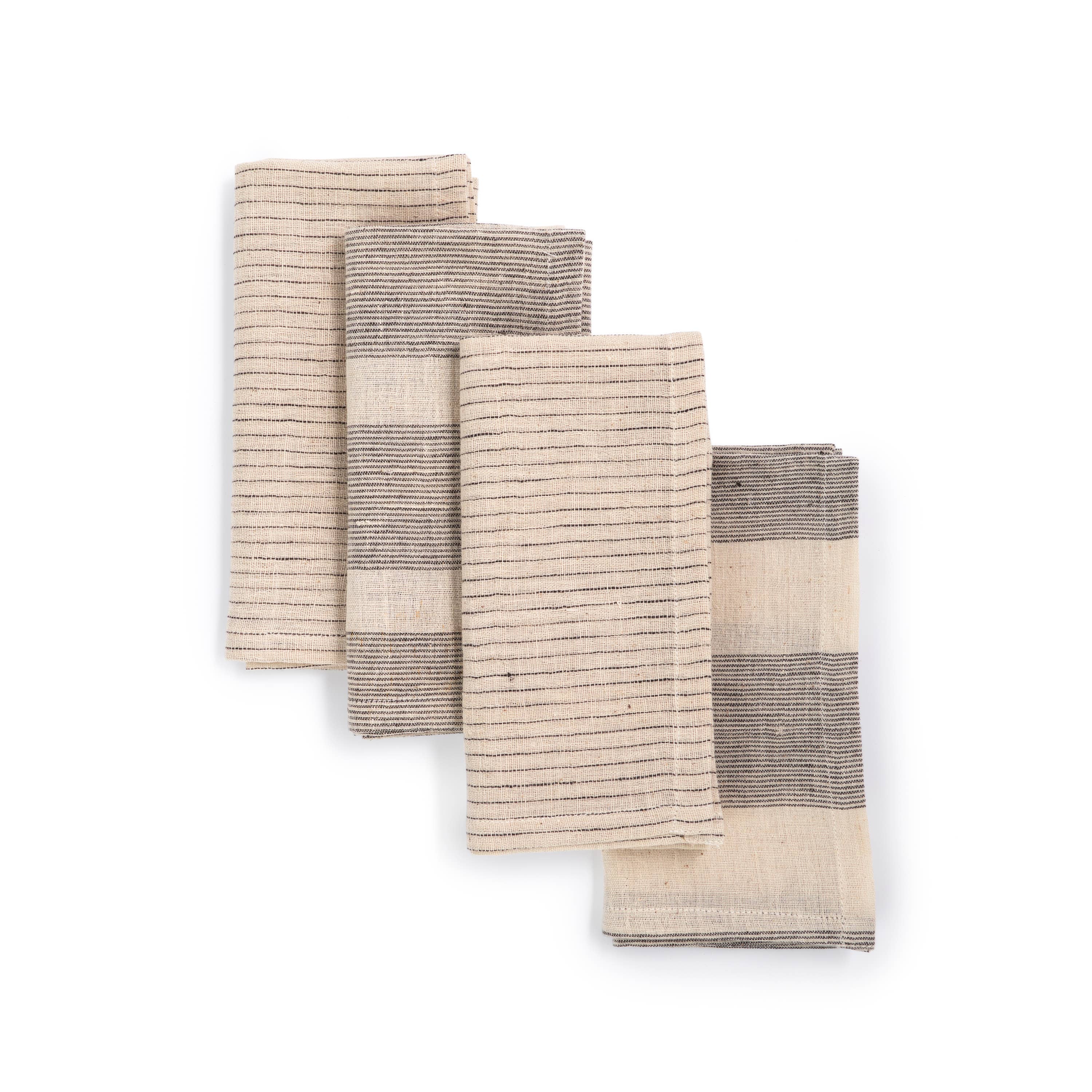 Black Handwoven Organic Cotton Napkins: Set of 4