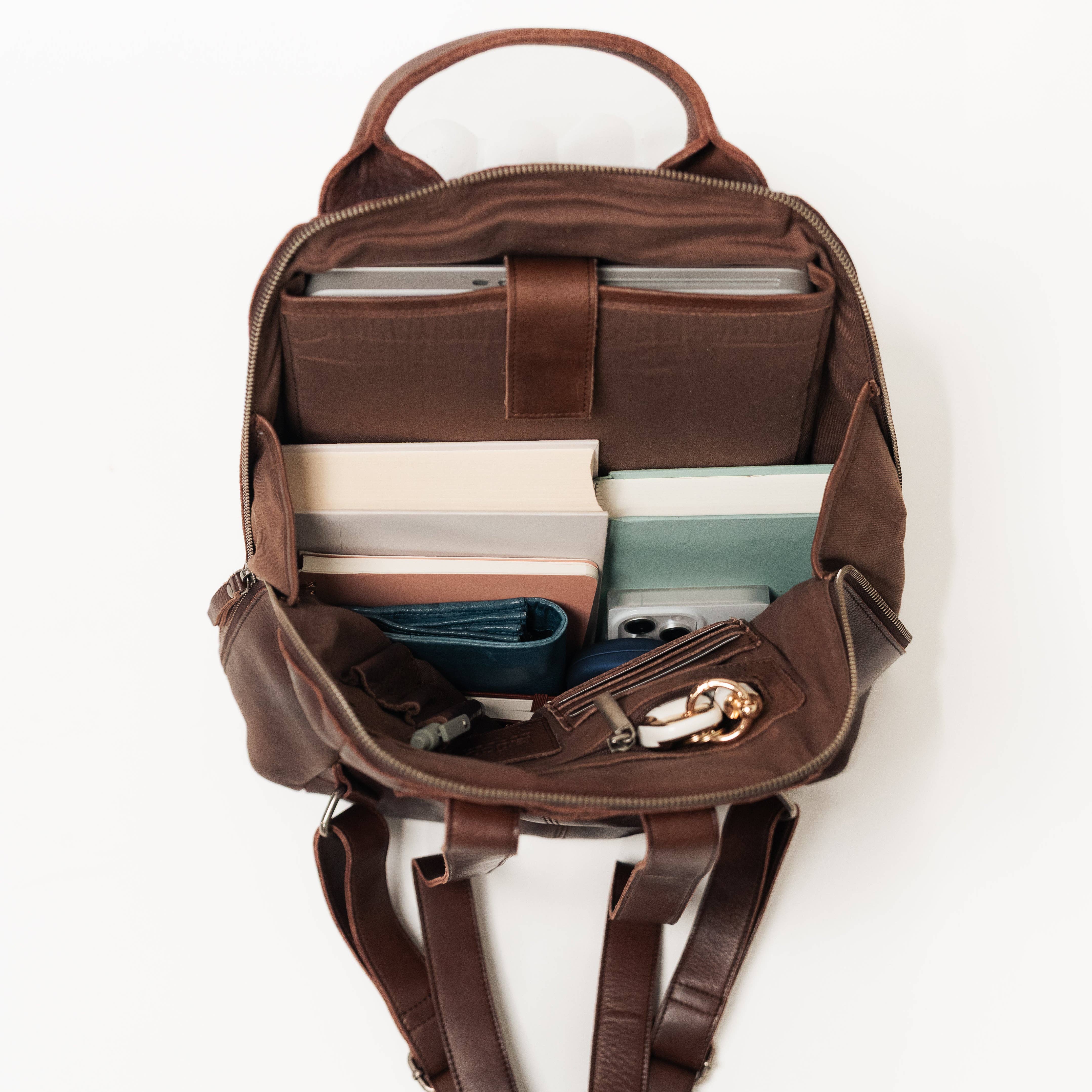 Moore Leather Backpack: Brown