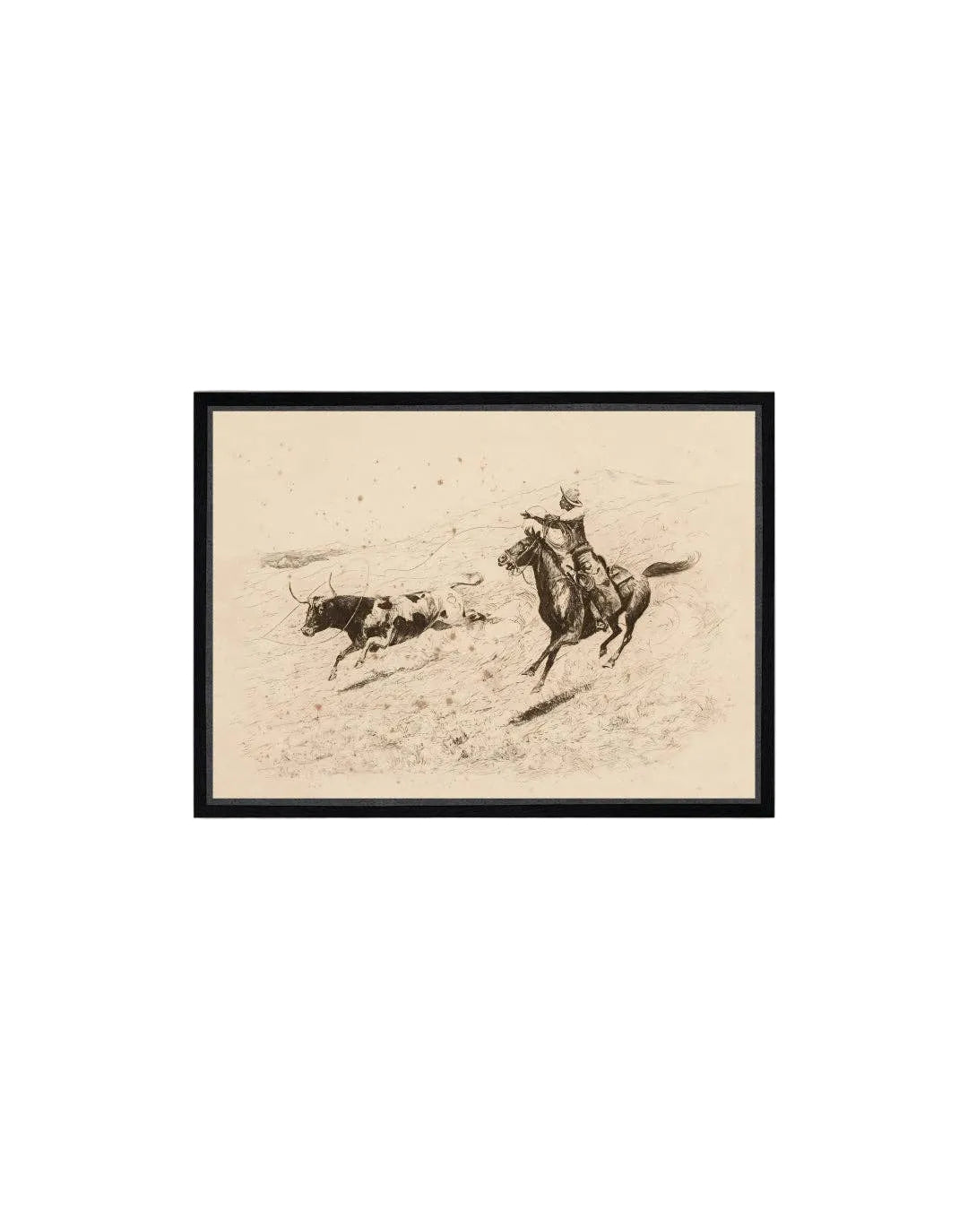 The Long Throw Framed Antique Art: 15x11
