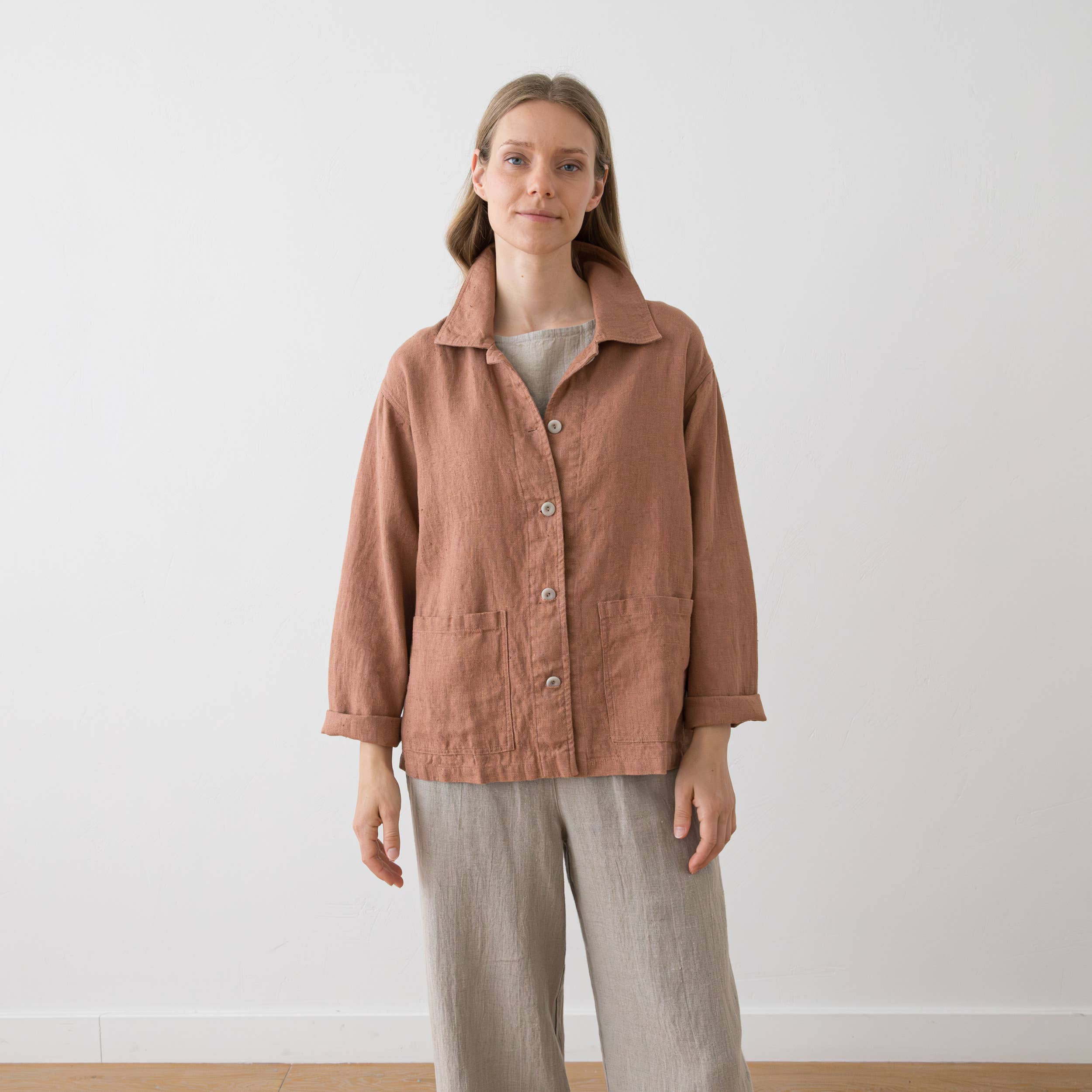 Mocha Linen Oversized Jacket