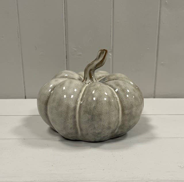 Beige Mottle Ceramic Pumpkin: Large