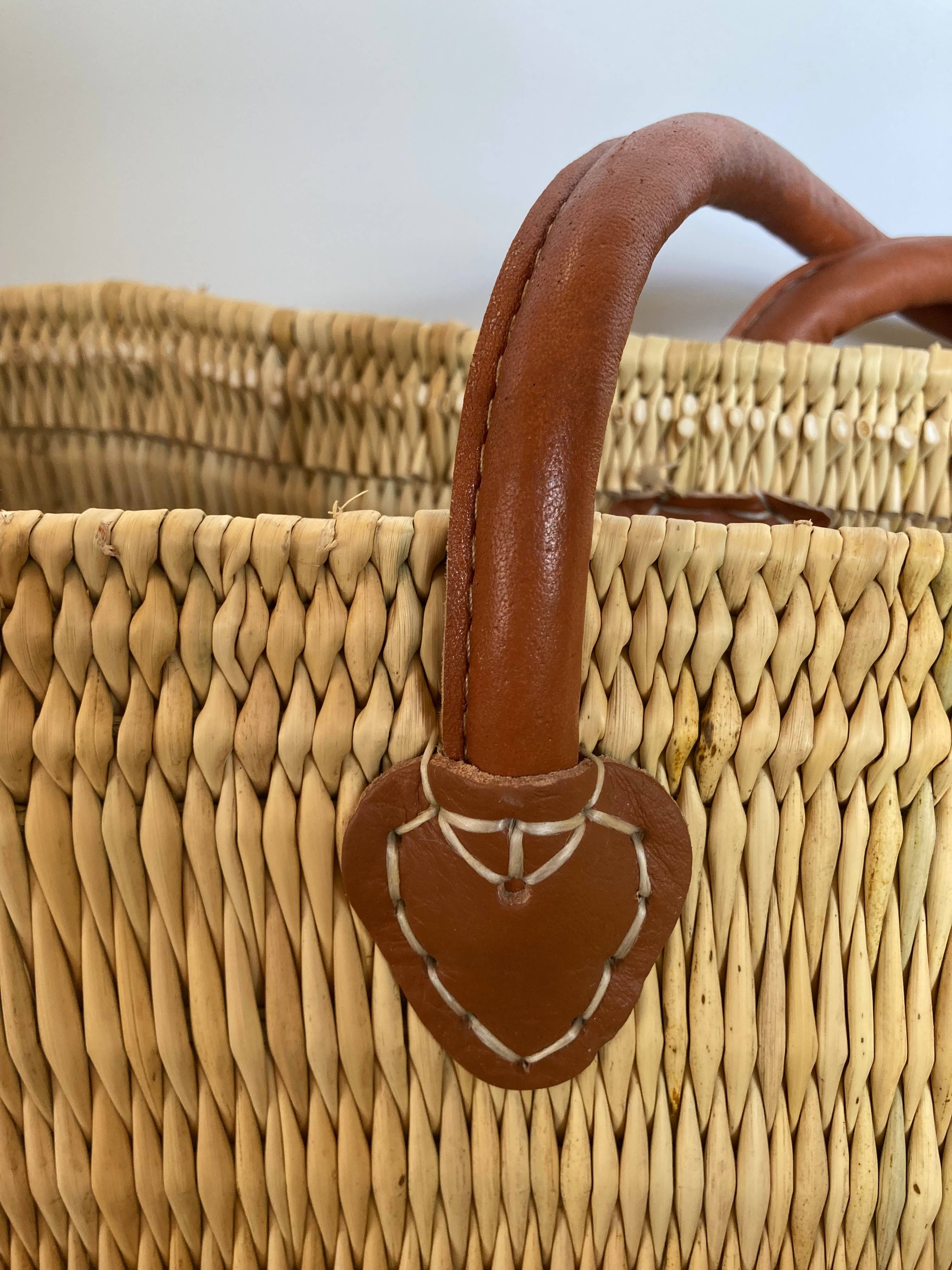Basket Tote with Leather Handles