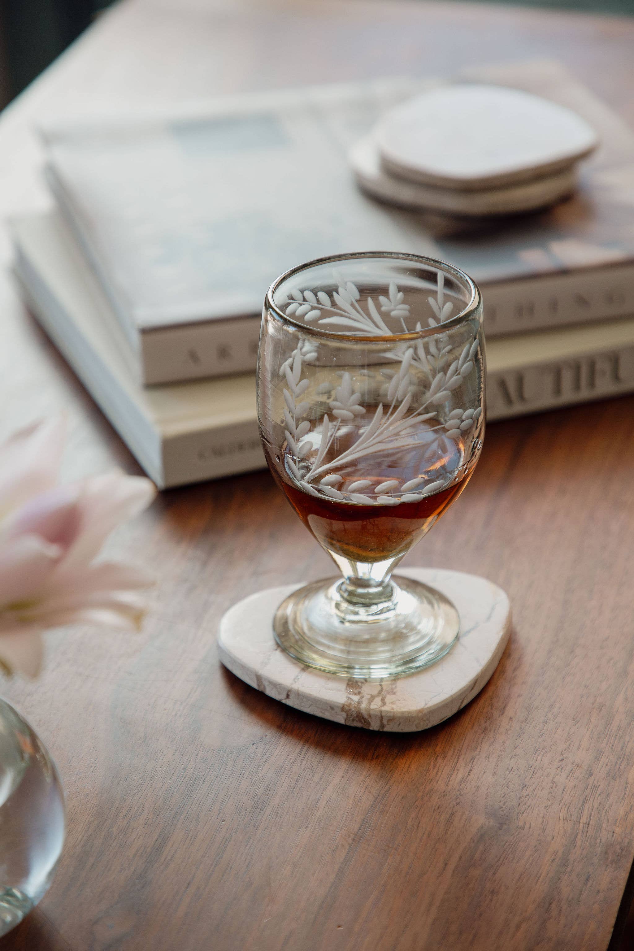 Lua Floral Hand-Etched Glass