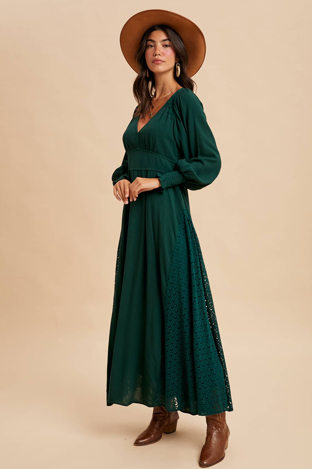 Lace Maxi Dress: Emerald