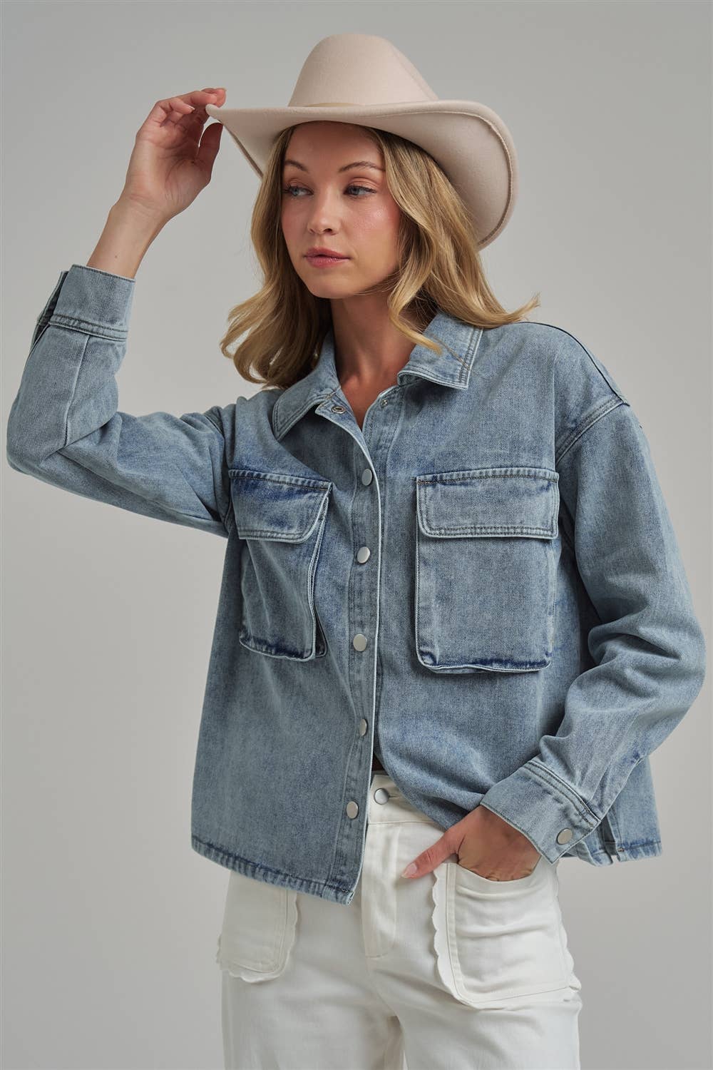 Washed Denim Shacket