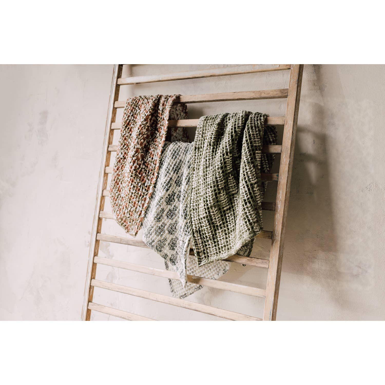 Hand-Block Printed Waffle-Weave Dishtowels