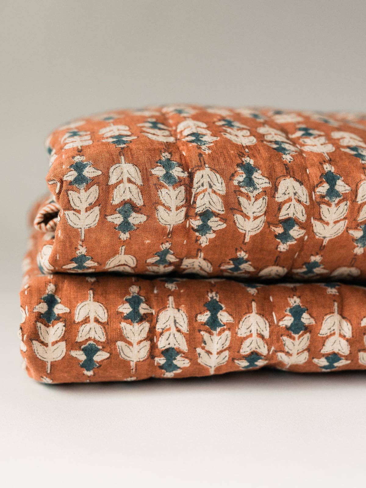 King Blossom Block Print Quilt: Sierra