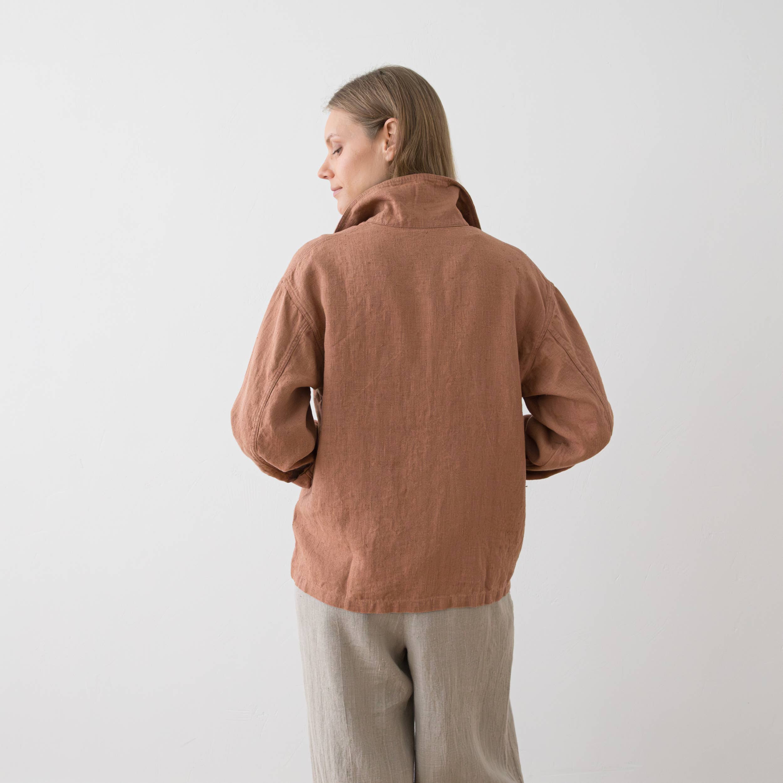 Mocha Linen Oversized Jacket