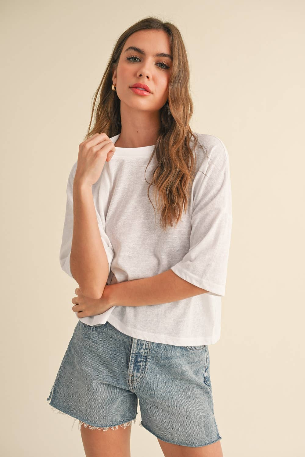 Cotton Linen Tee: White