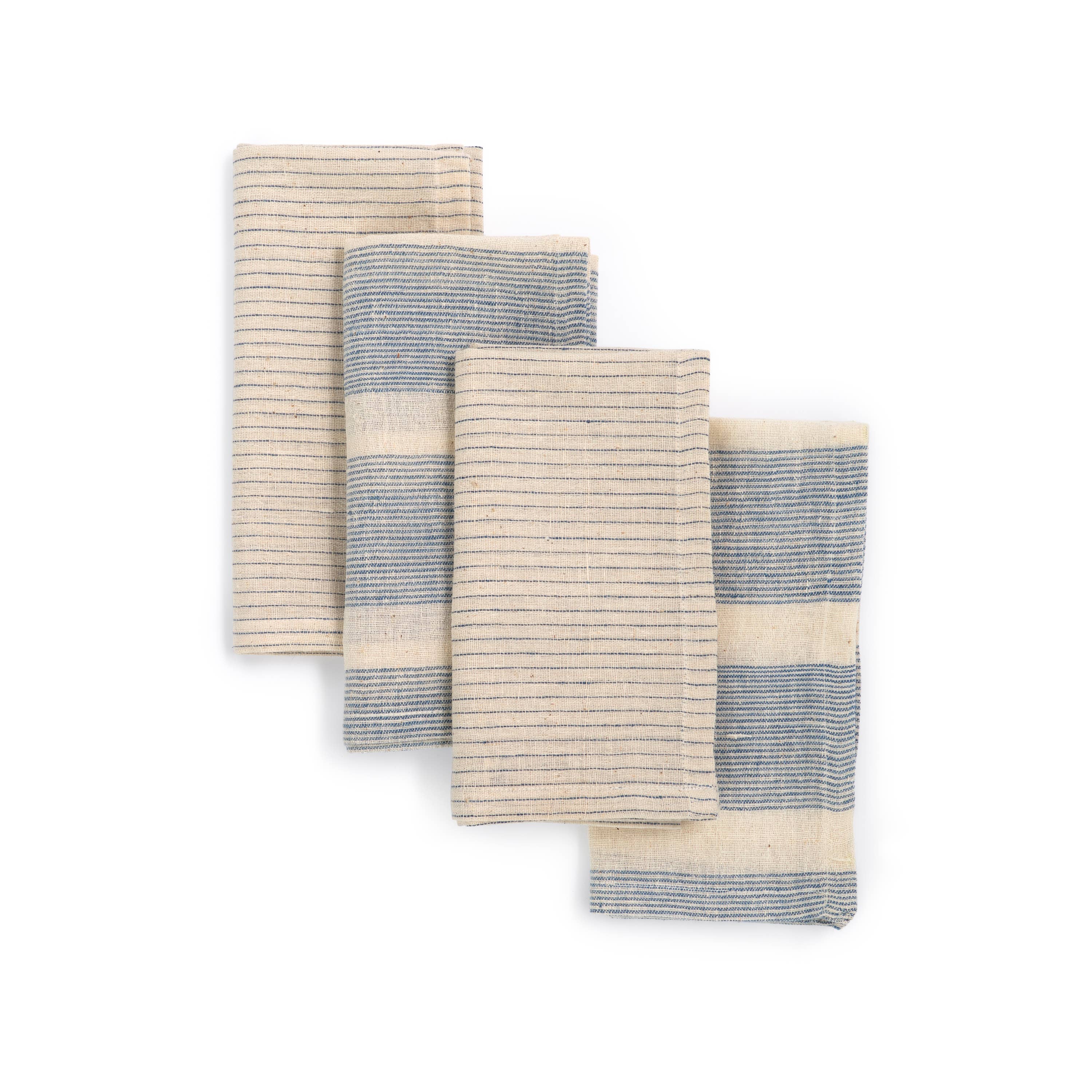 Blue Handwoven Organic Cotton Napkins: Set of 4