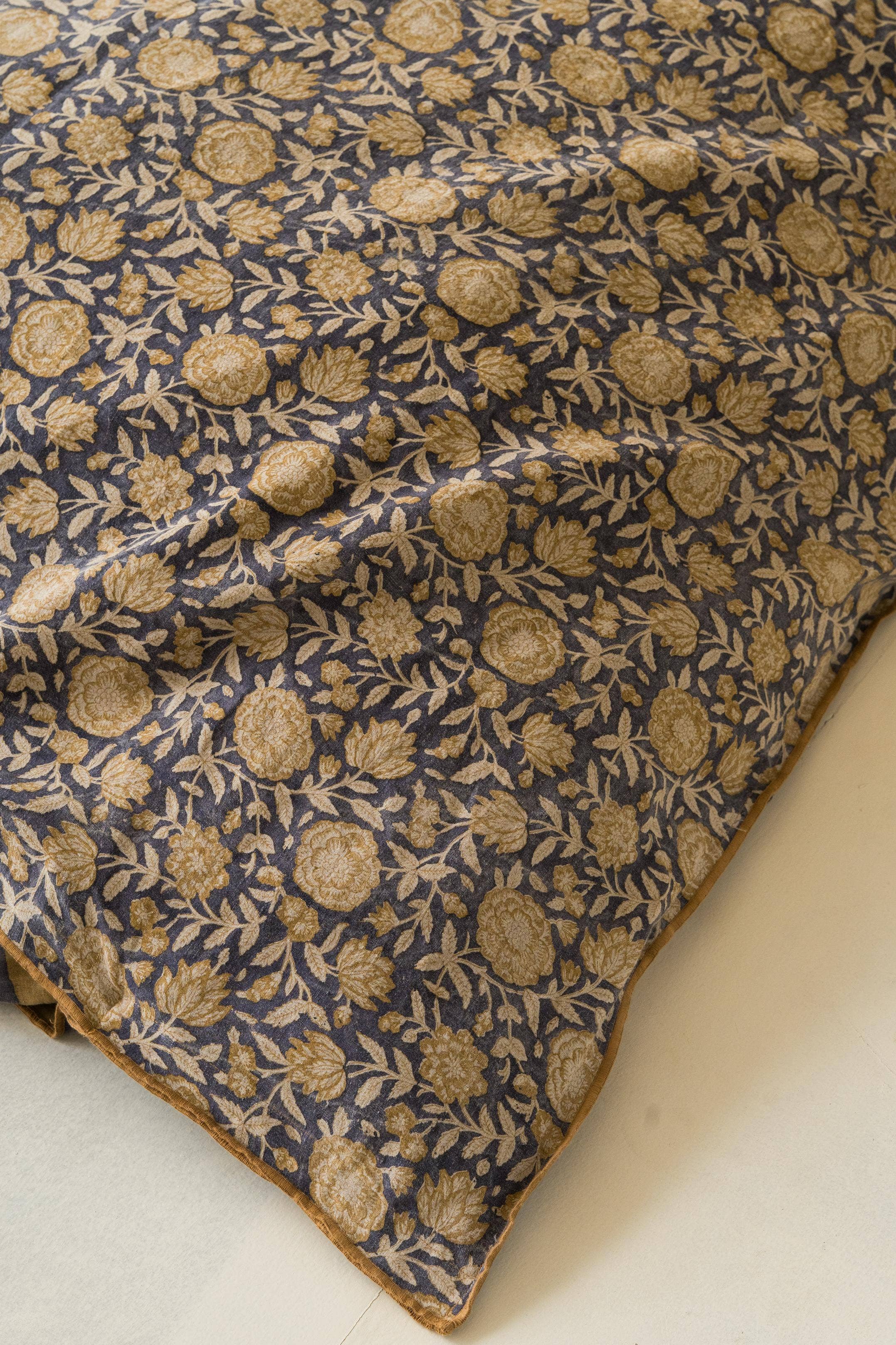 Evangeline Block Printed Linen Duvet Cover Set