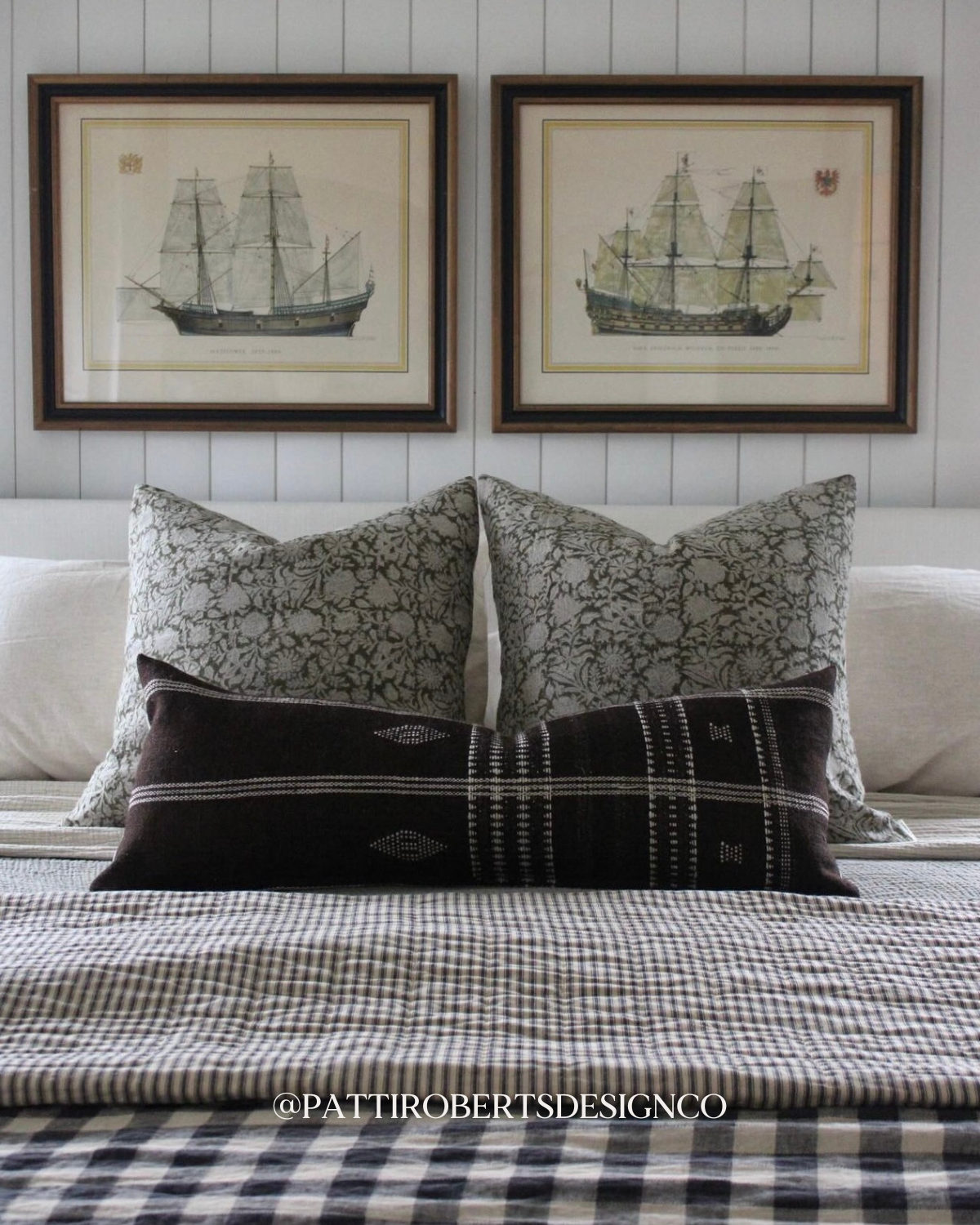 Sienna Dark Olive Floral Handblock Pillow