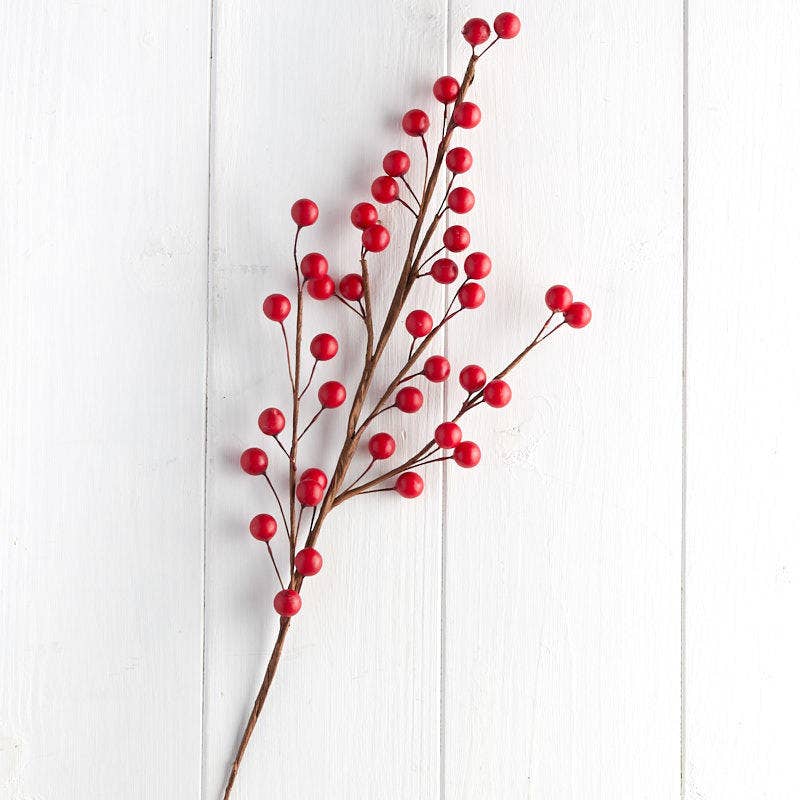 Red Artificial Berry Stem: 22"