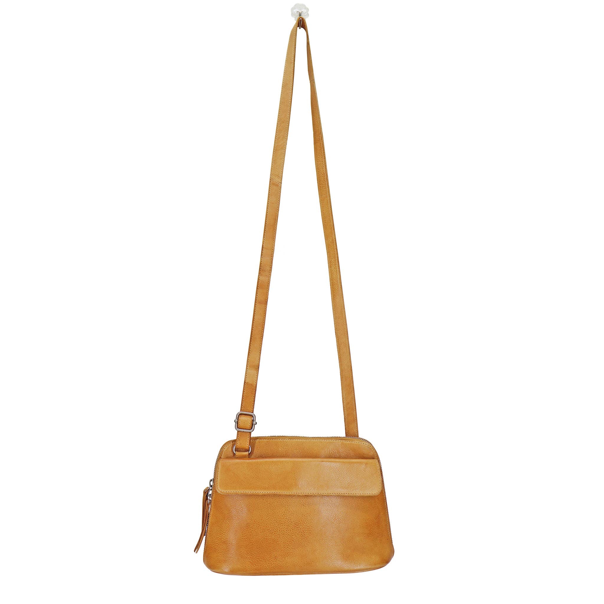 Caressa Handcrafted Leather Crossbody: Brown