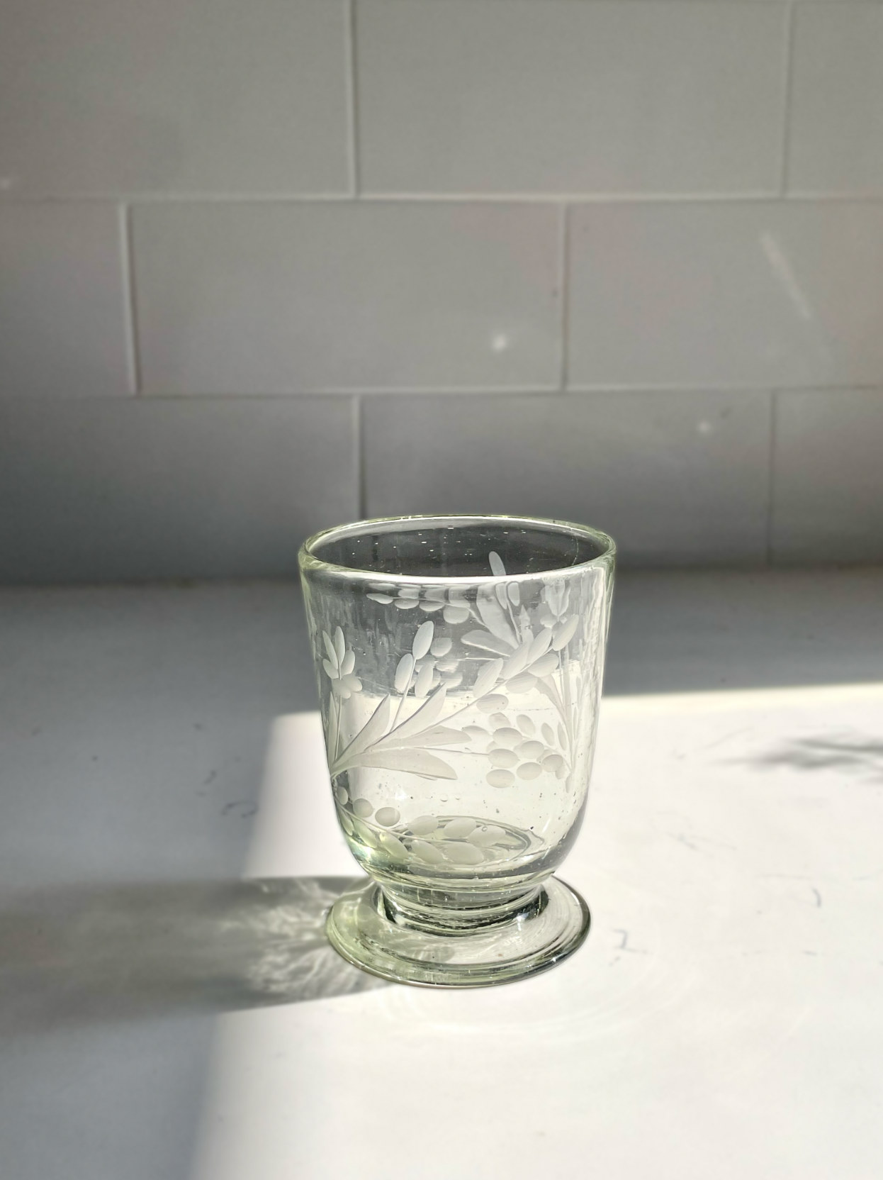 Floral Footed Wine Glass