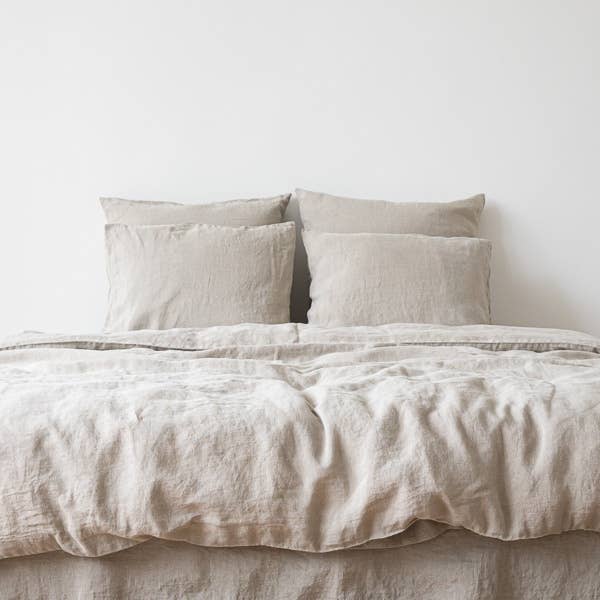 European Linen Fitted Sheet: Natural (King)