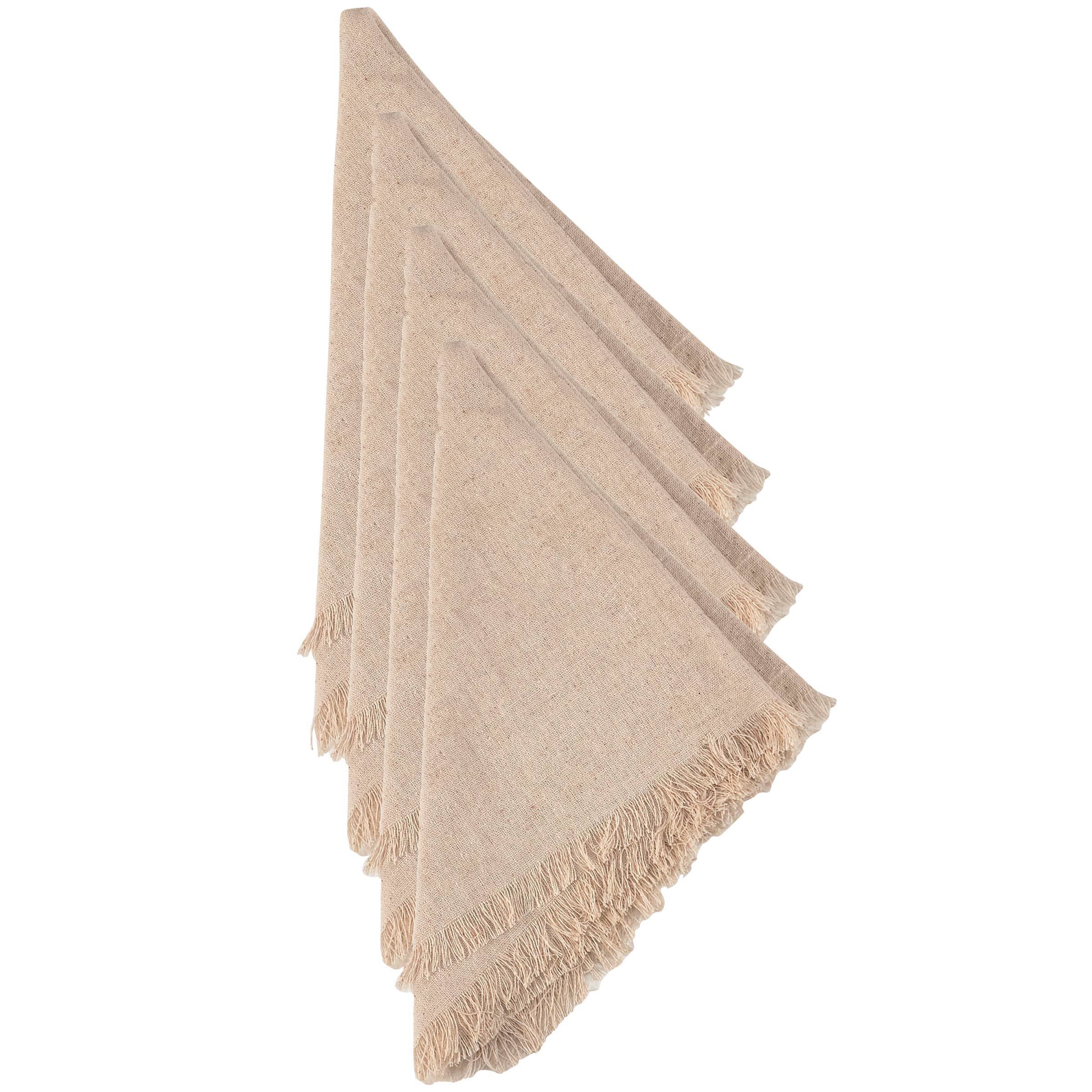 Natural Fringe Napkin Set of 4: Oatmeal