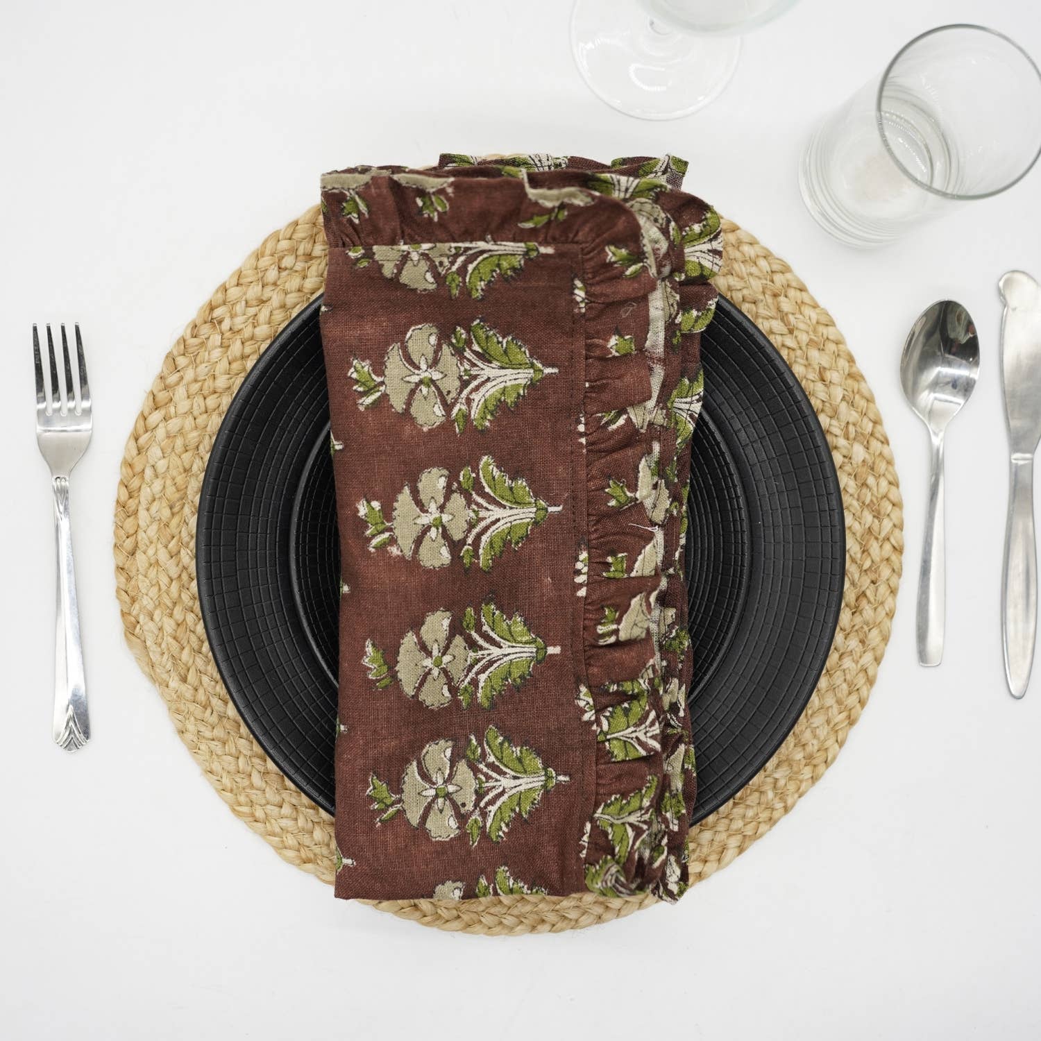 Block Printed Napkins: Wine / Set of 4