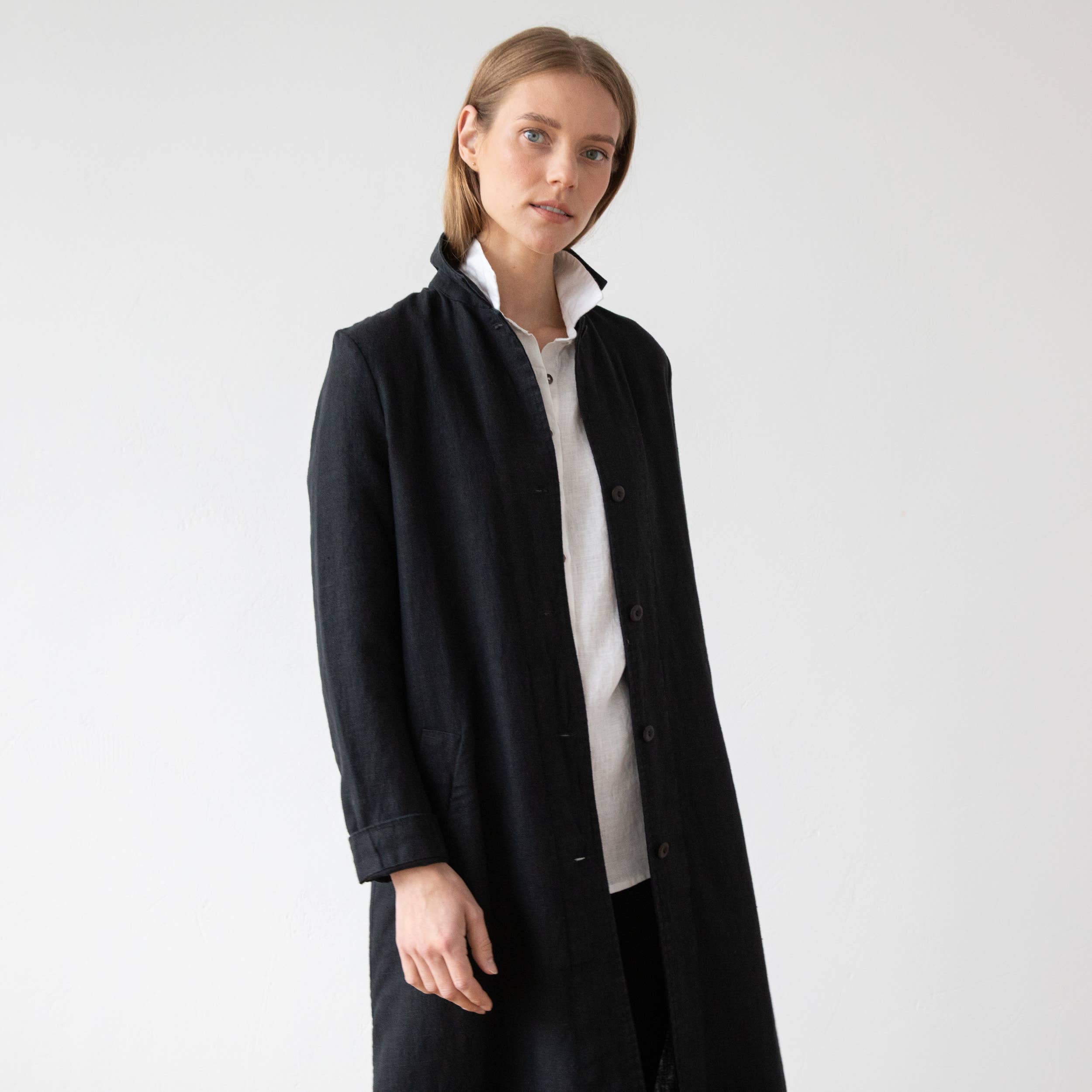 Long Black Linen Jacket