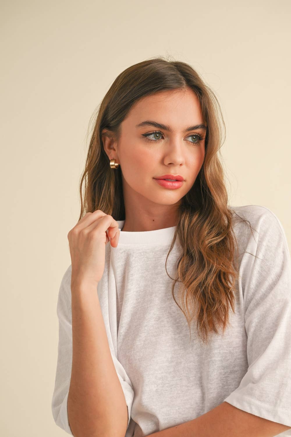 Cotton Linen Tee: White