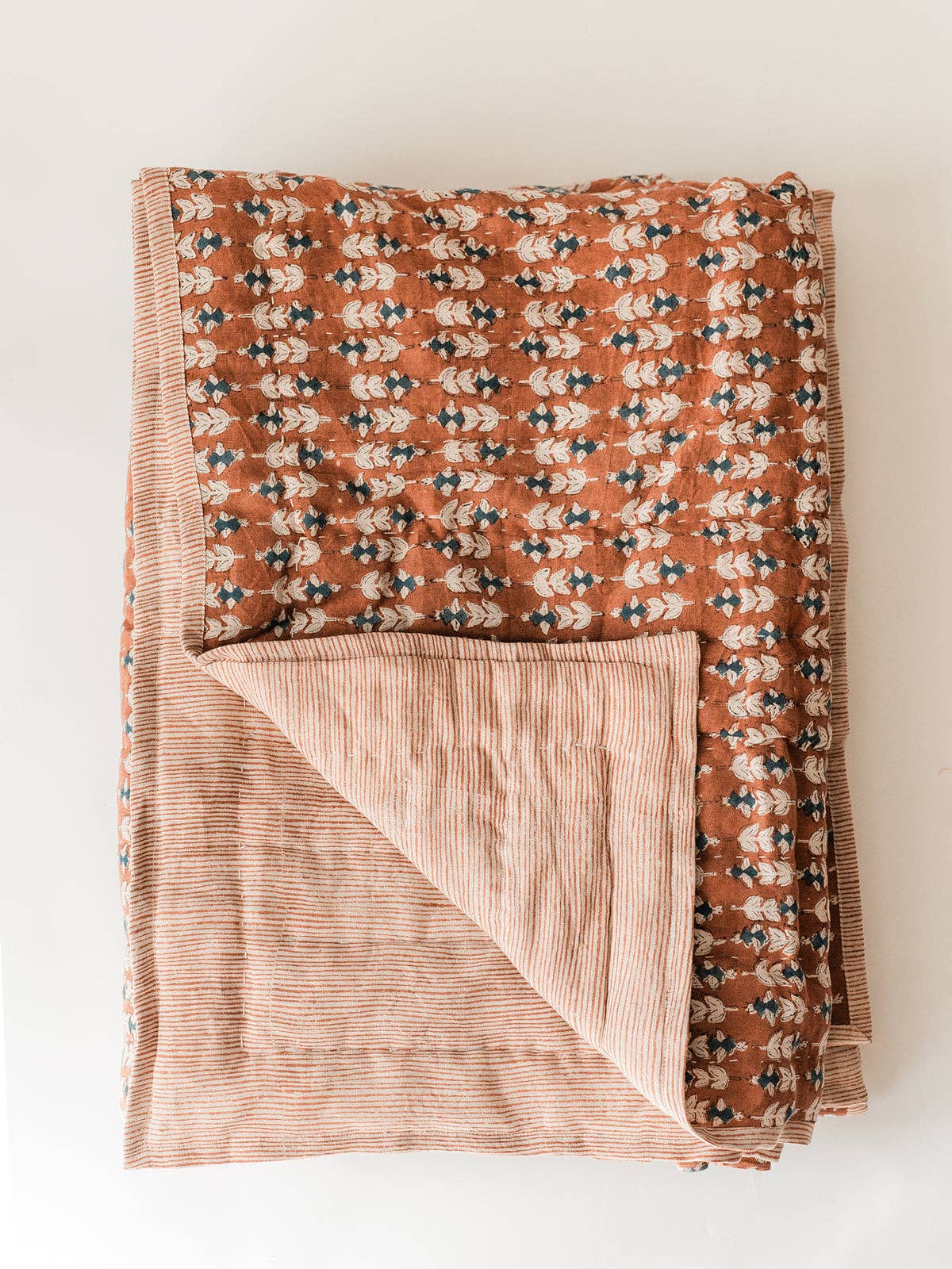 King Blossom Block Print Quilt: Sierra