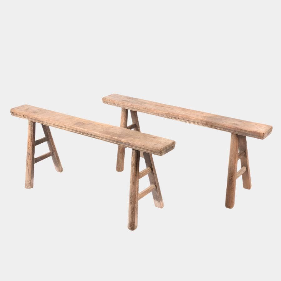 Skinny Elm Wood Bench: Large