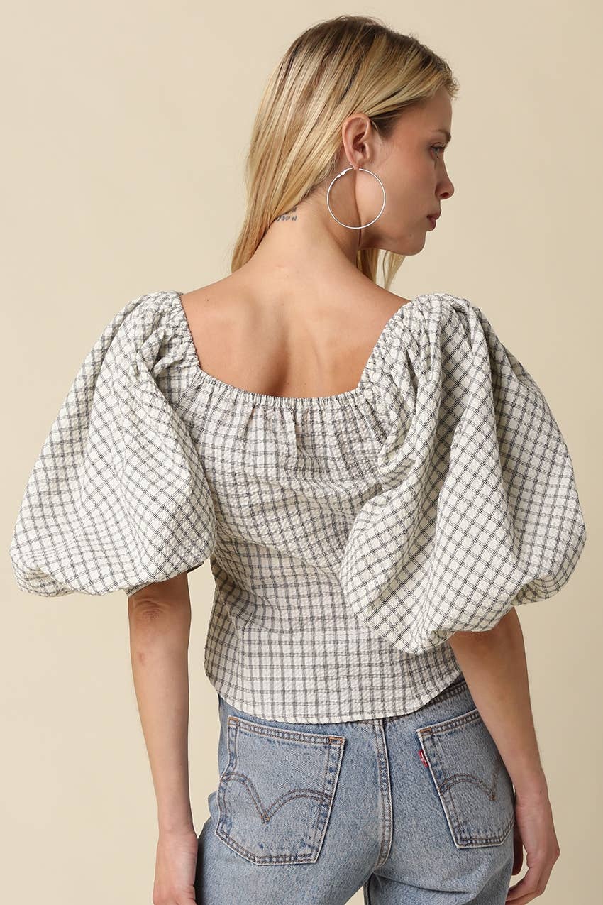 Eleanor Gingham Puff Sleeve Top