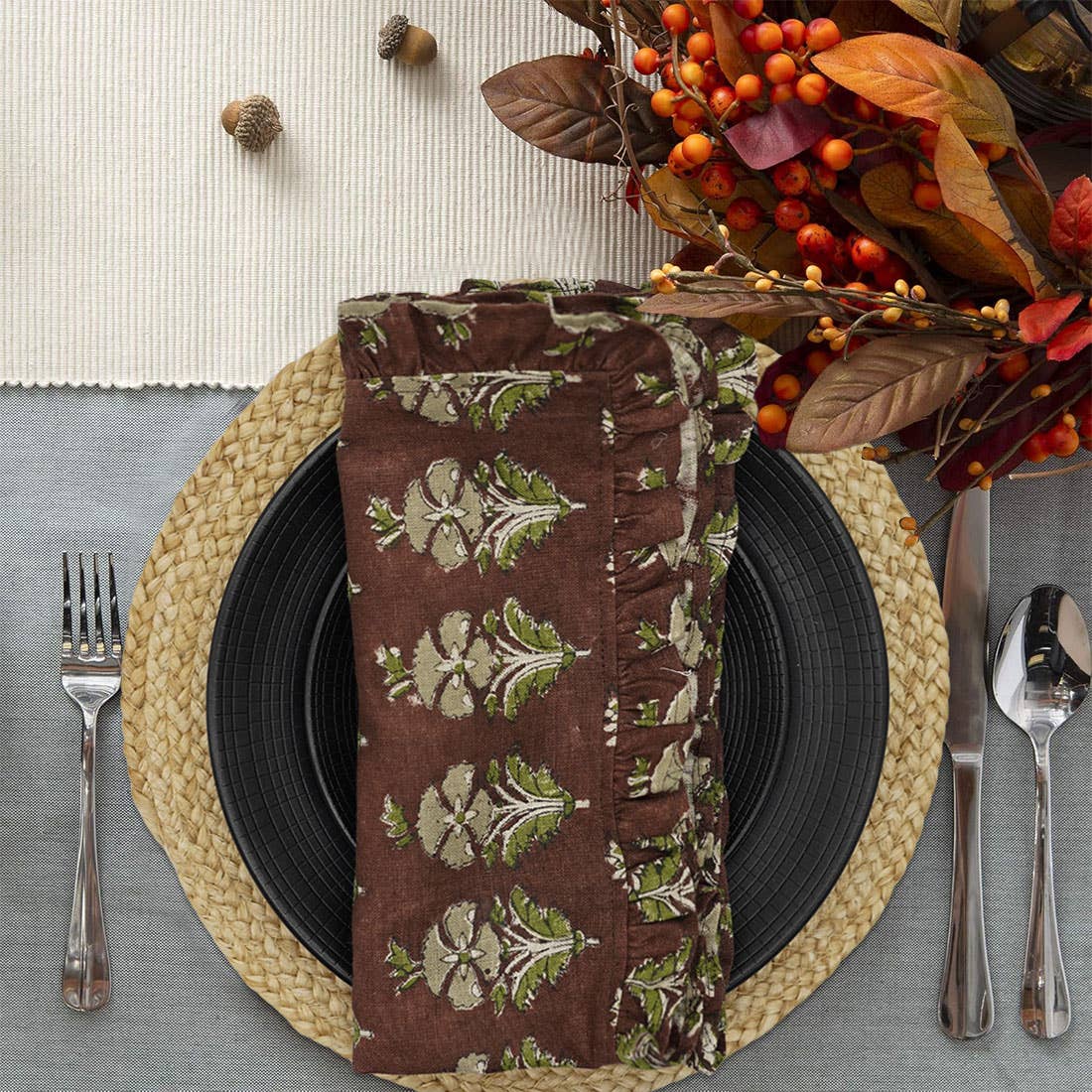 Block Printed Napkins: Wine / Set of 4