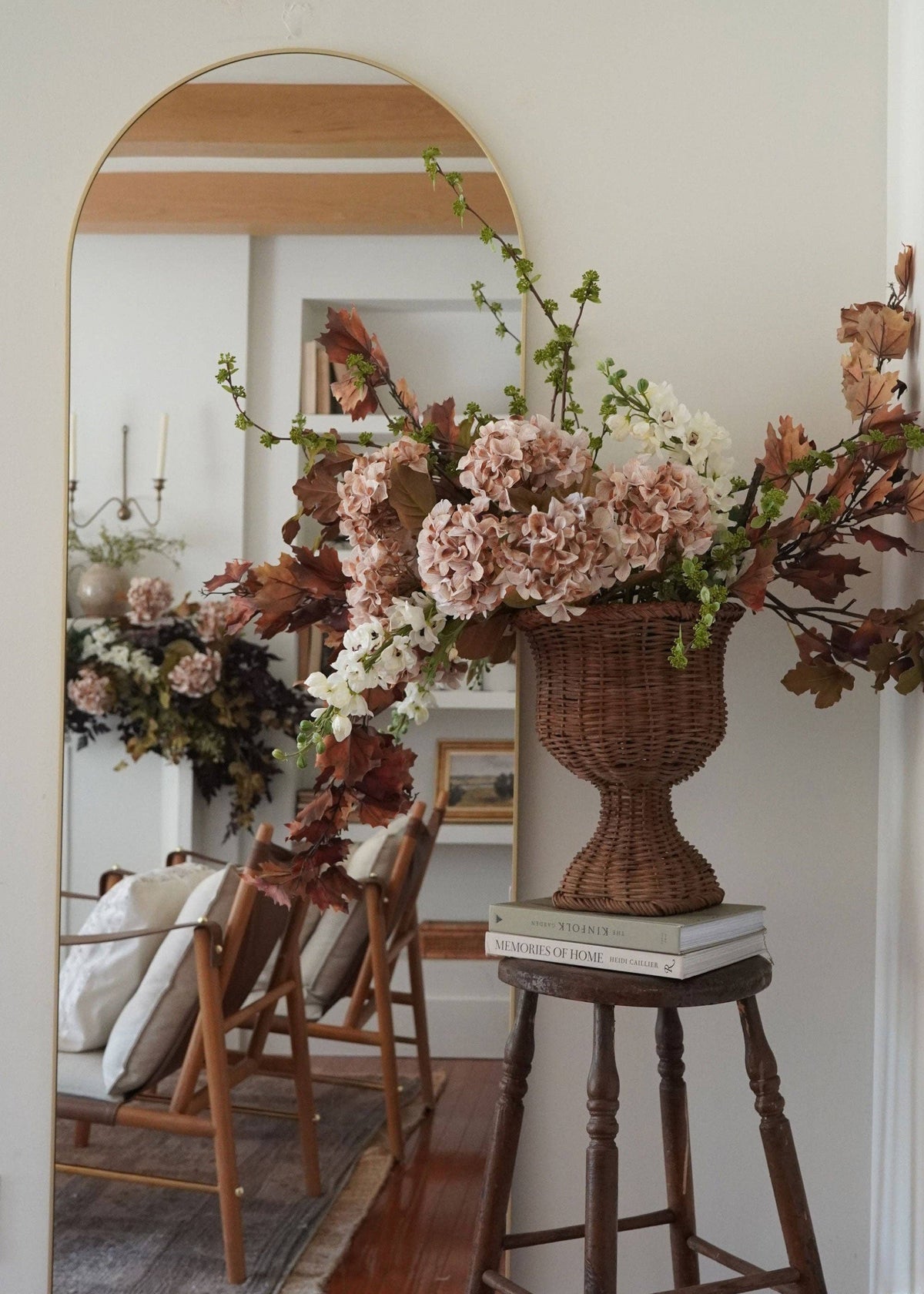 SAVE - Artificial Autumn Hydrangea Bush in Cream and Brown - 22"