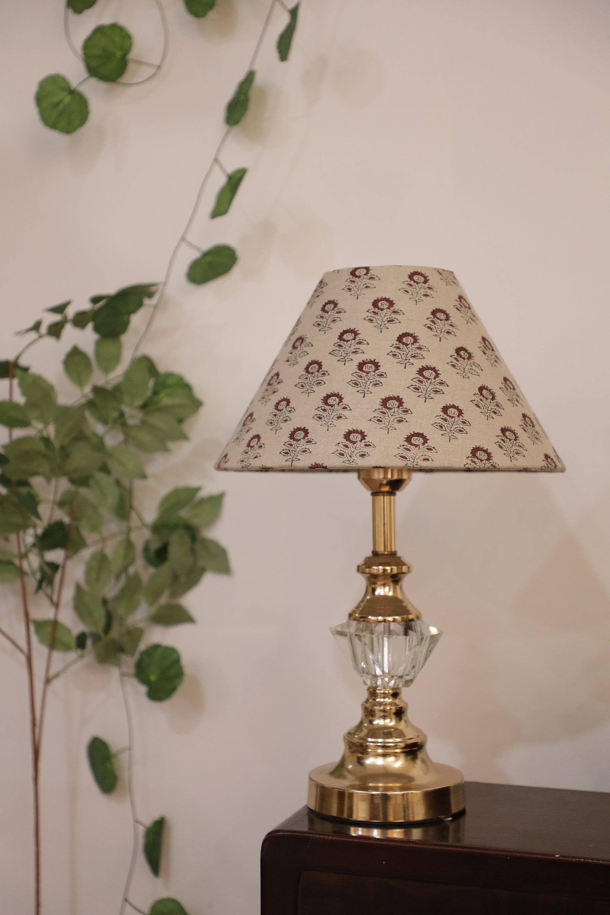 Block Print Lampshade: Beige & Wine