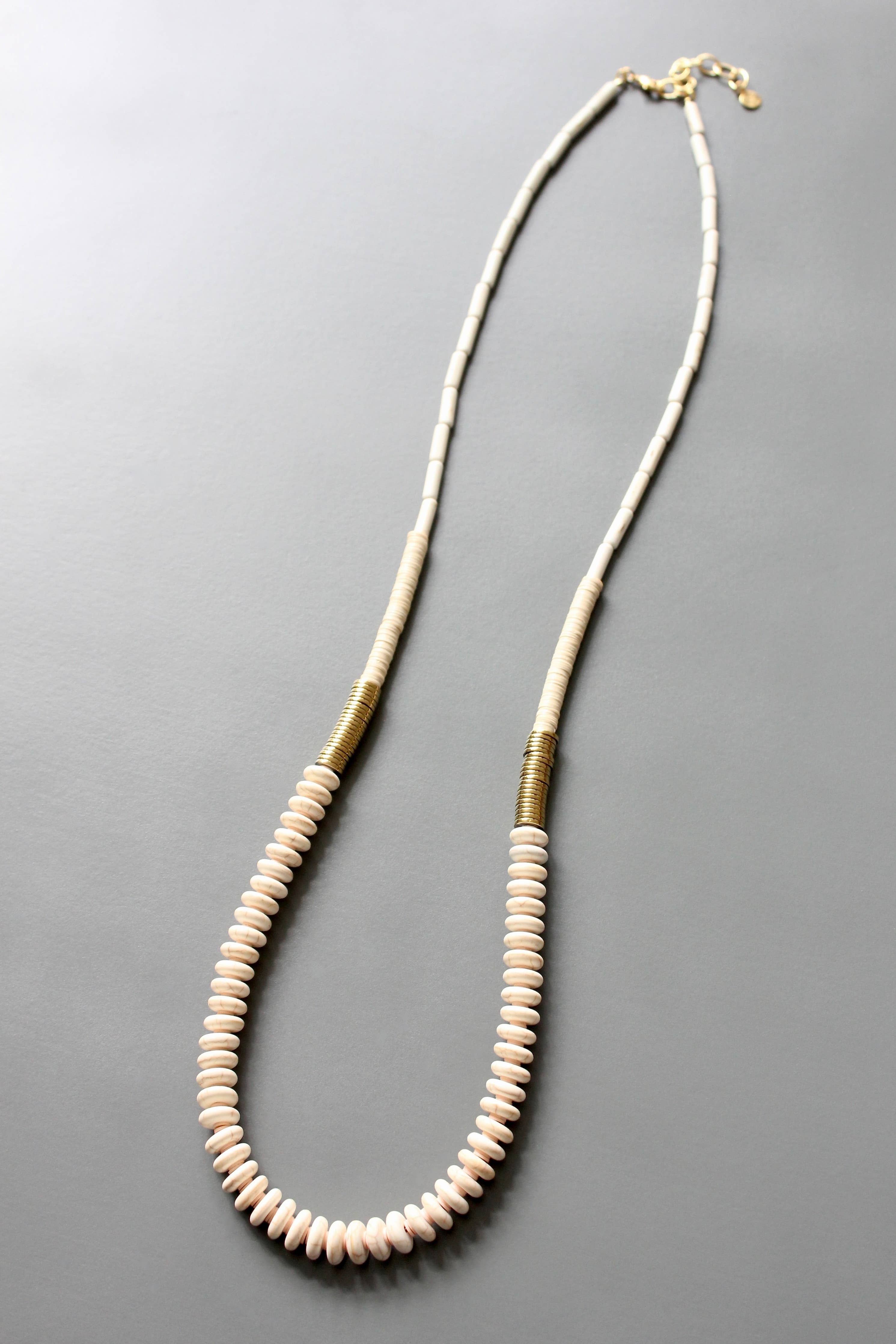 White & Gold Disc Necklace