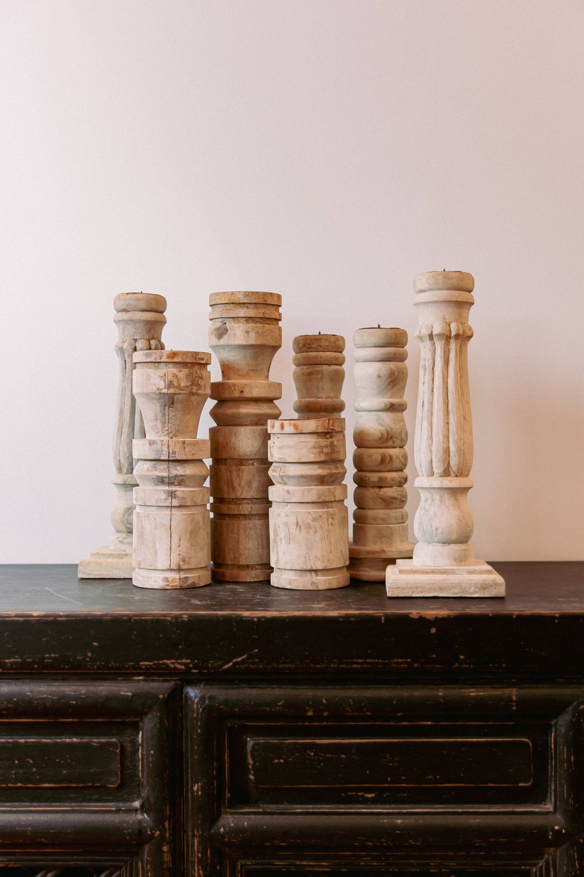 Vintage Wood Candle Holder
