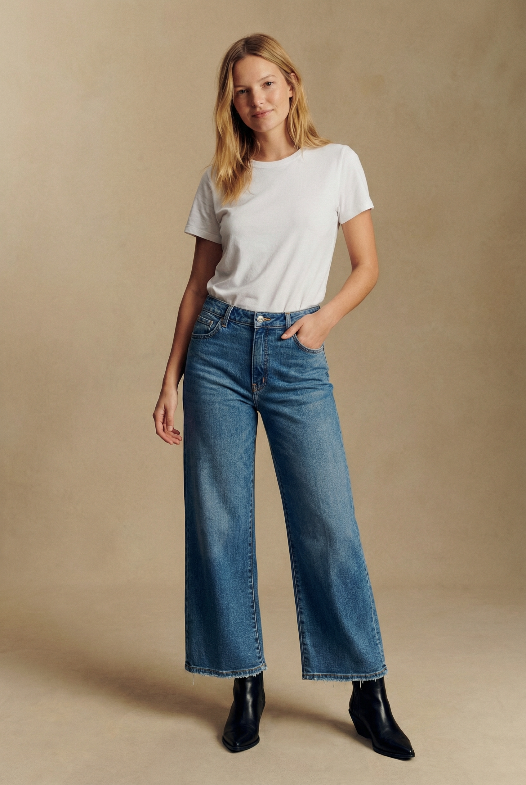 Ultra High Rise Crop Wide Jeans