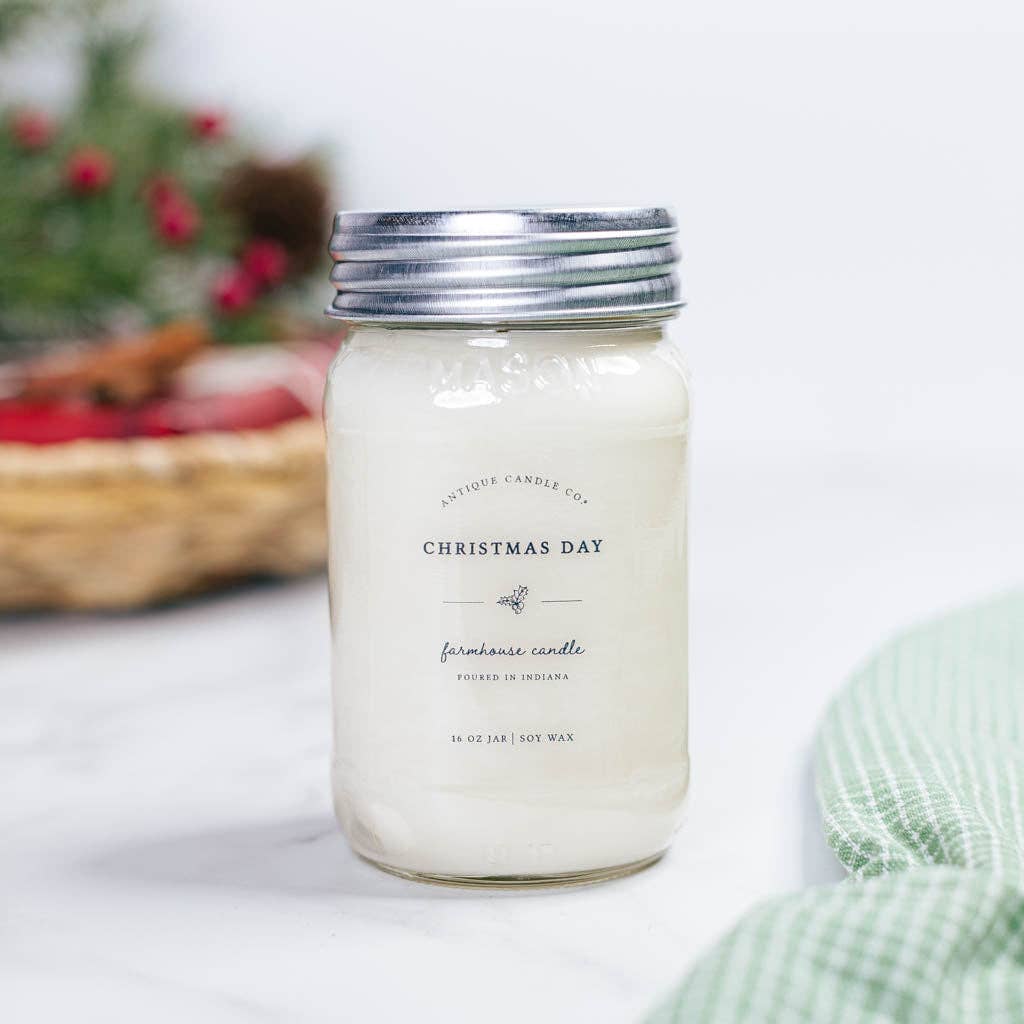 Christmas Day - Soy Wax Mason Jar Candle: 16 oz