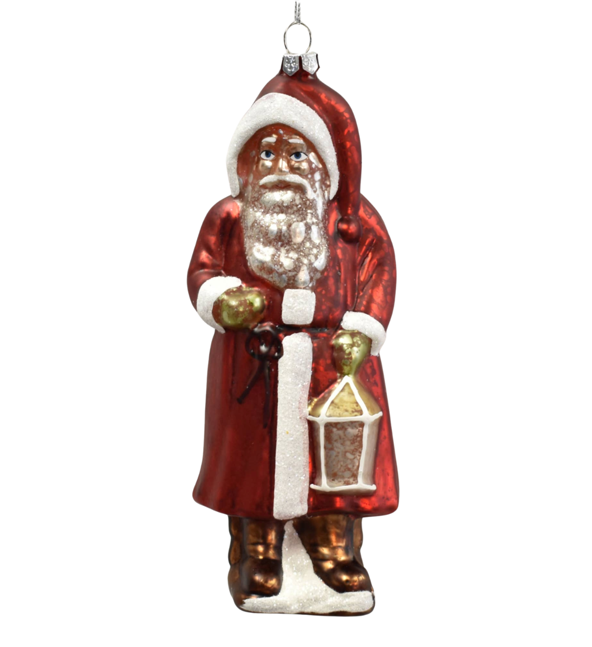 Antique Santa Glass Ornament: 7"