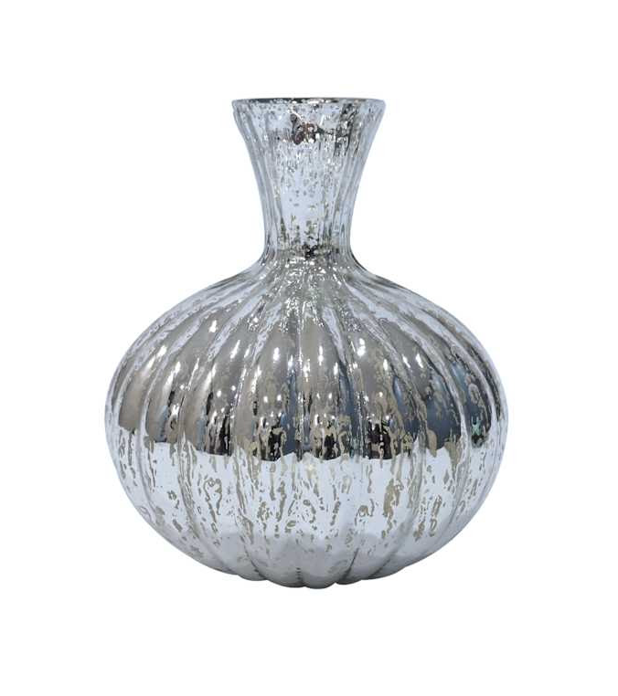 Silver Mercury Glass Vase: 10"