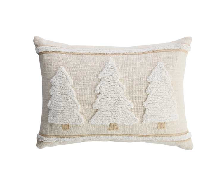 Cream Christmas Tree Throw Pillow