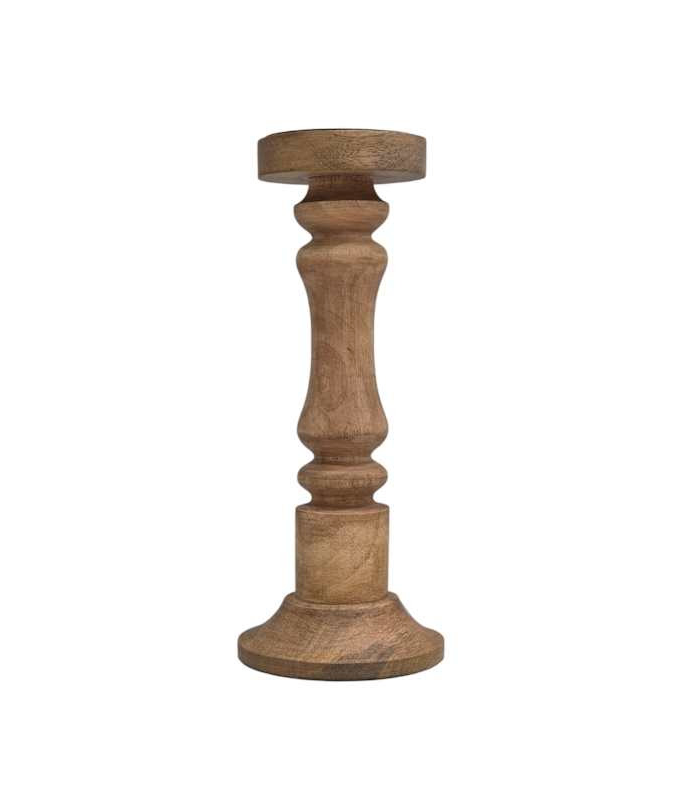 Mango Wood Pillar Candle Holder: 12"