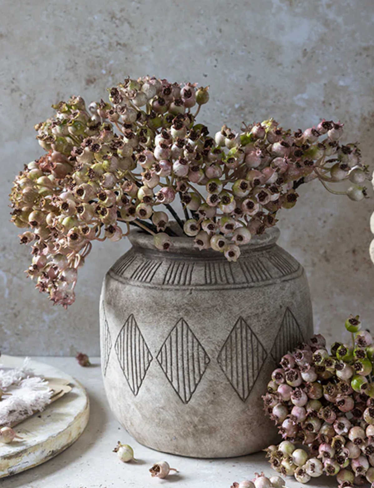 Faux Rose Hip Bunch: Blush