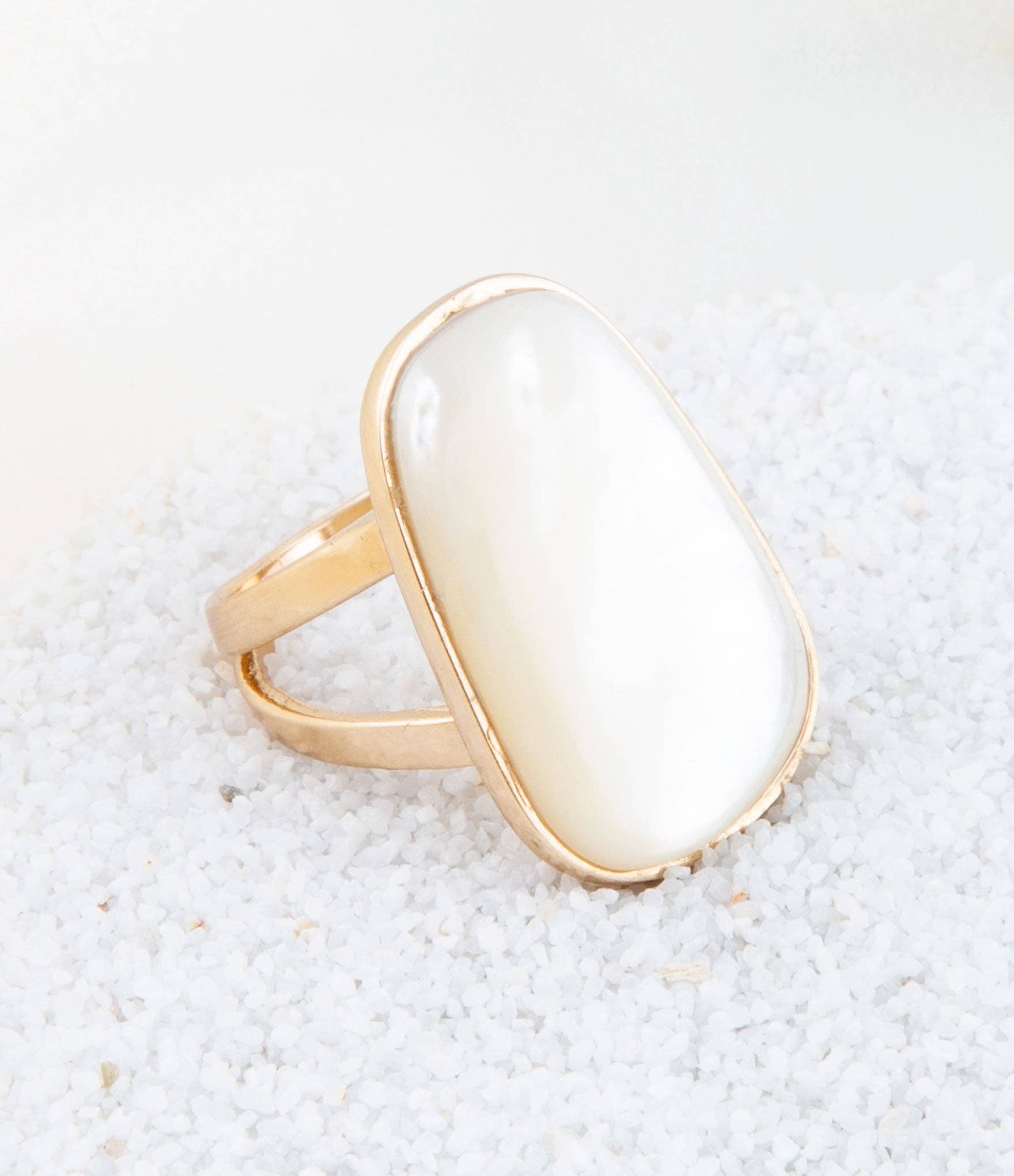 Mother of Pearl and Bronze Ring: Size 7