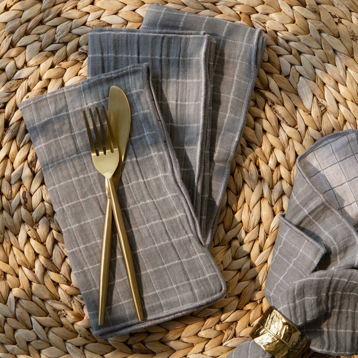 Heirloom Shadow Double Weave Napkins: Set of 4