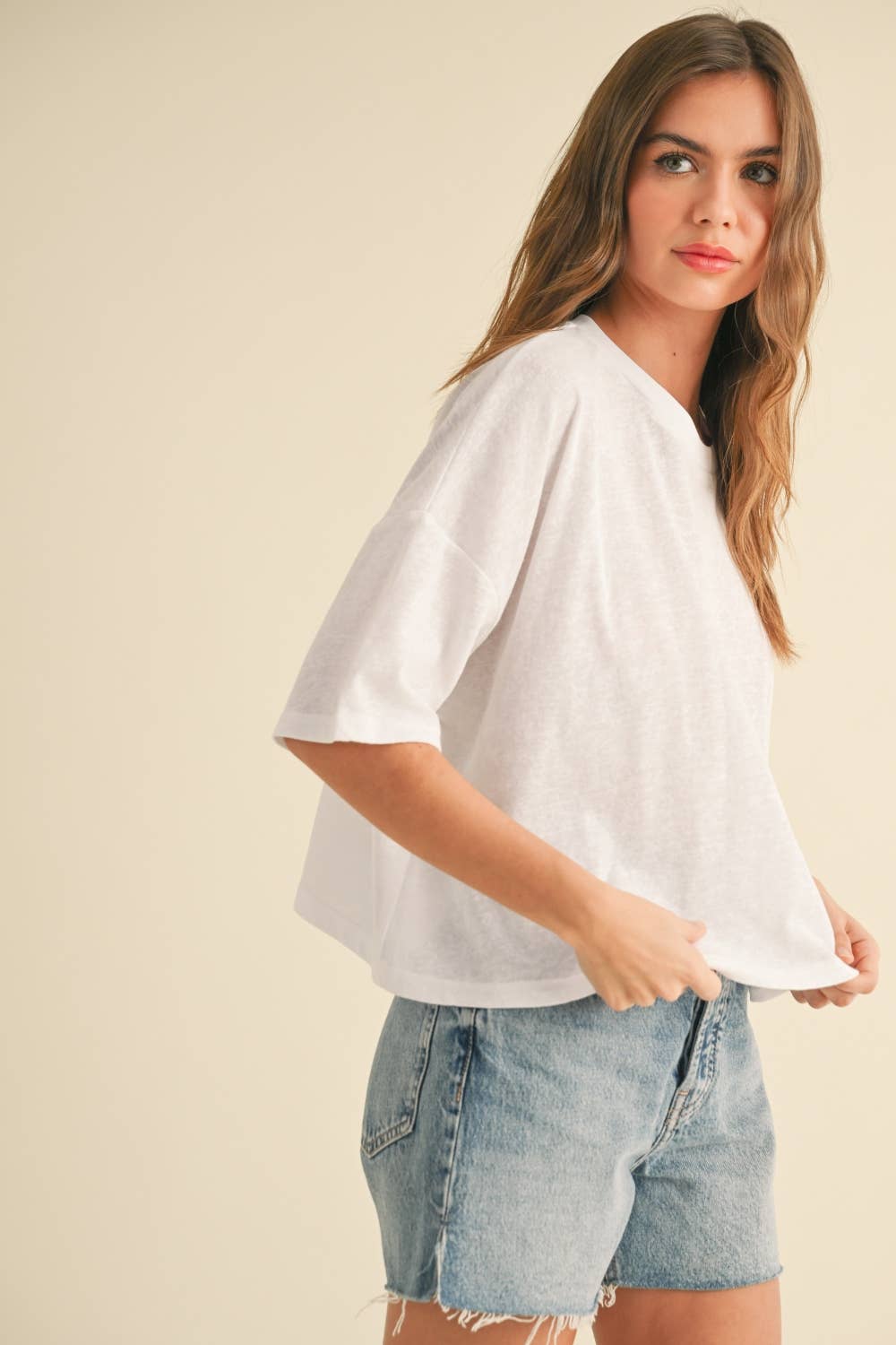 Cotton Linen Tee: White