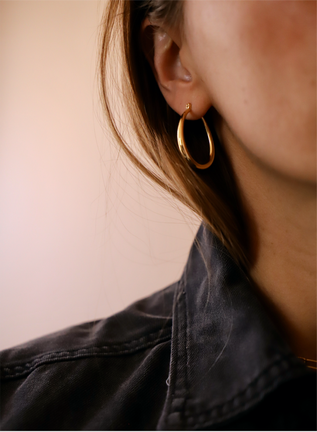 Large Teardrop Hoop Earrings: Gold