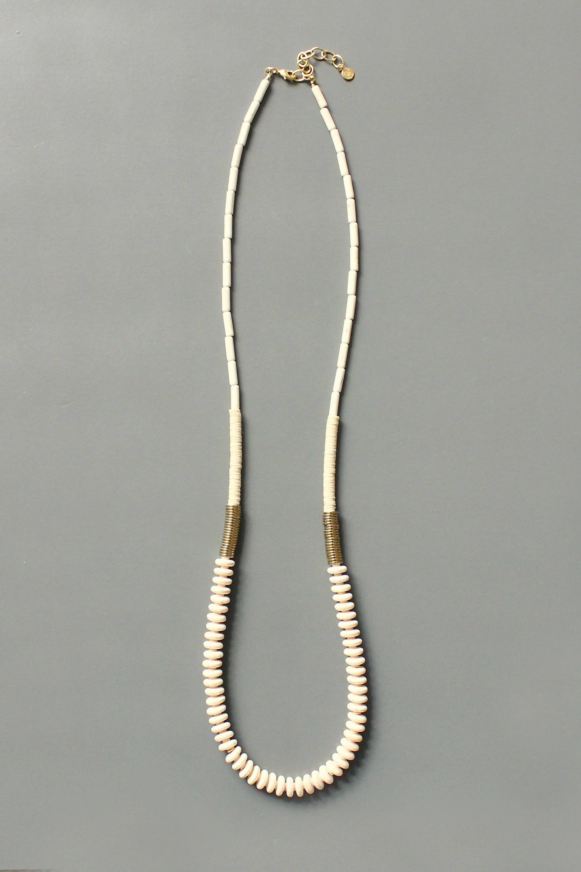 White & Gold Disc Necklace