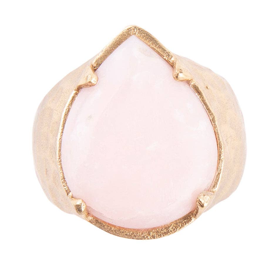 Pink Opal Teardrop Ring: Size 9