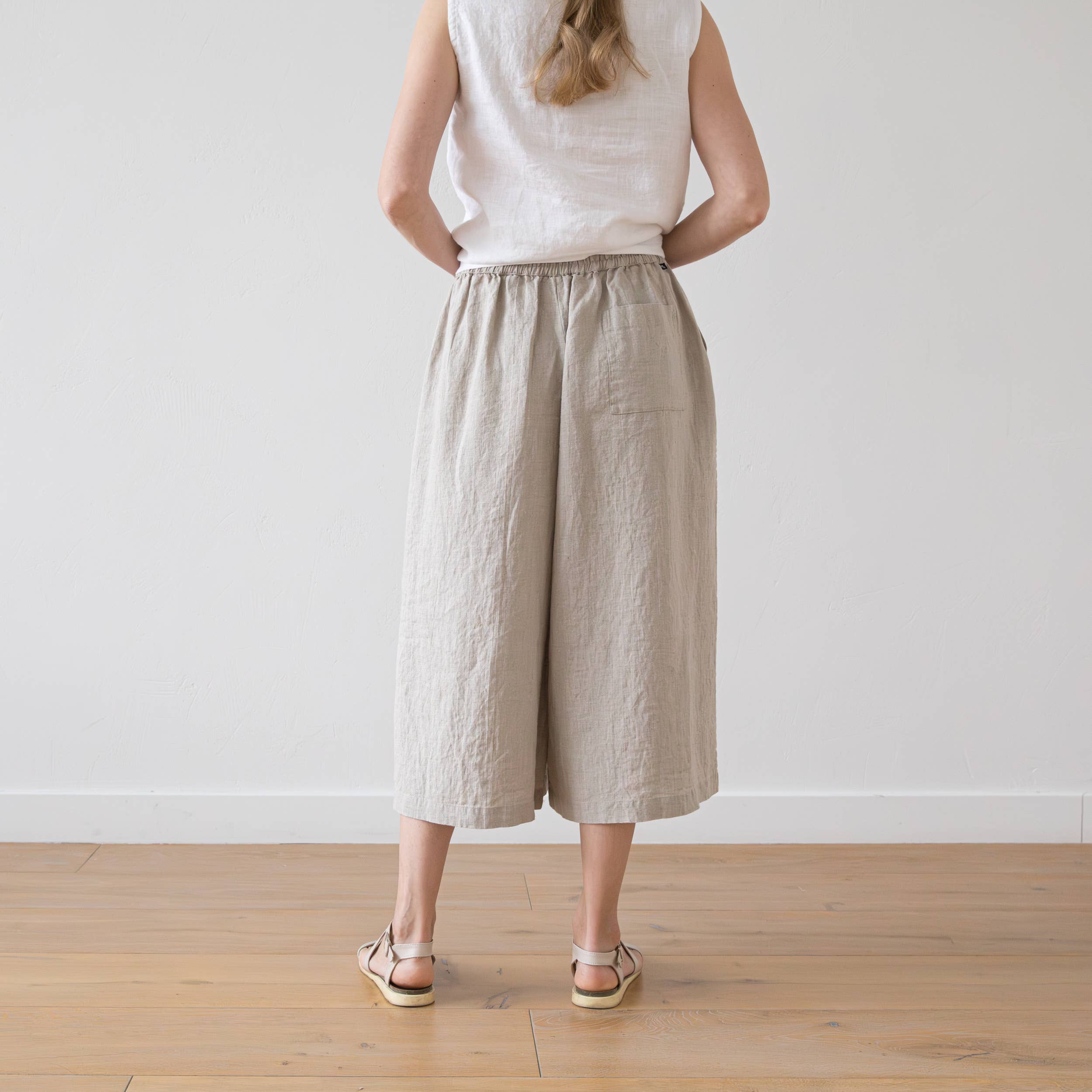 Natural Wide Leg Linen Culottes