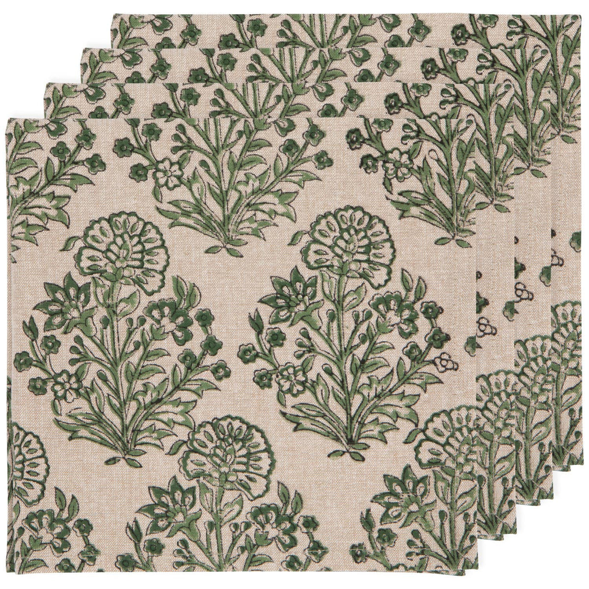 Viridian Block Print Napkin: Set of 4